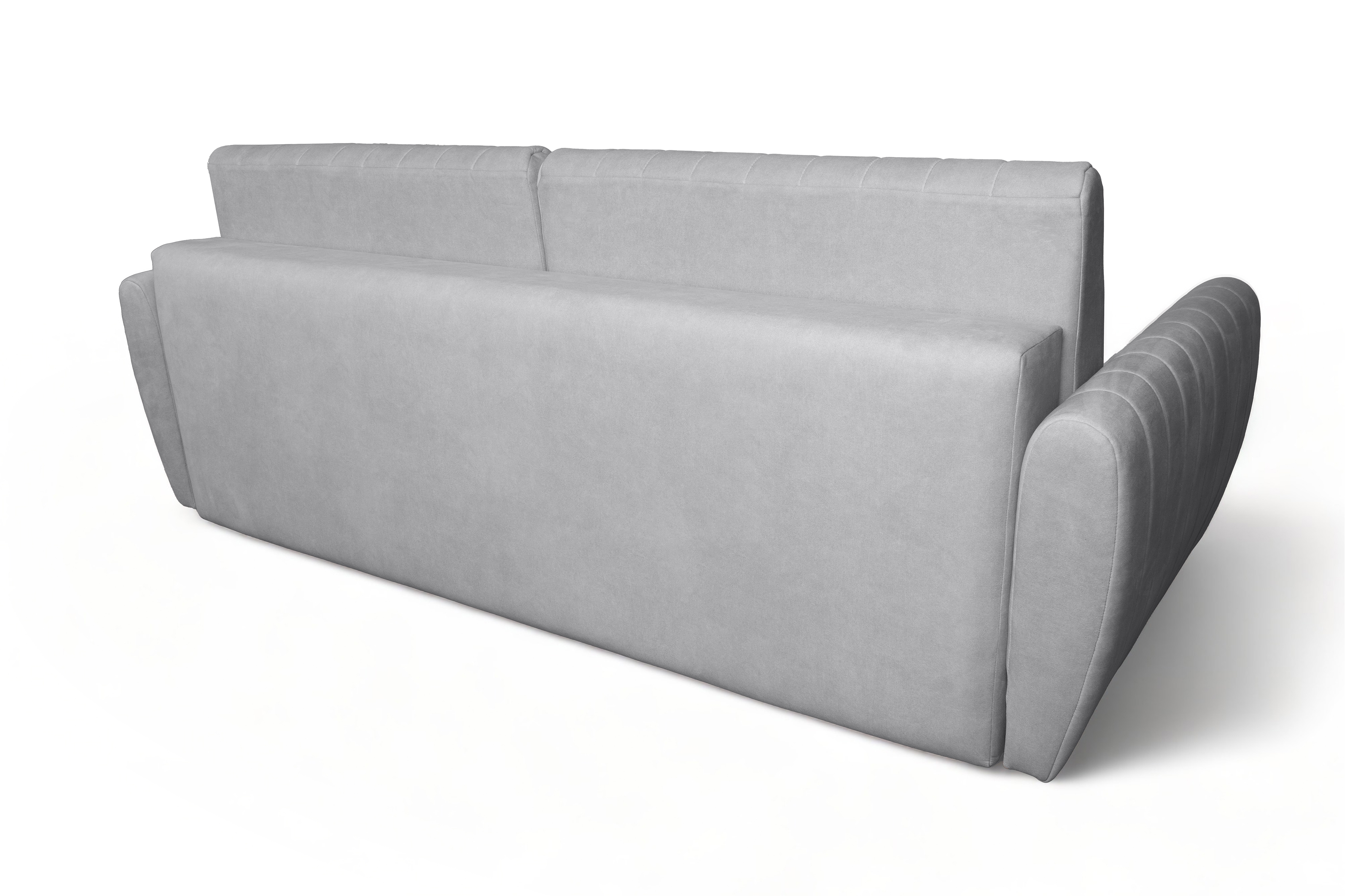 Rozkládací pohovka Mozar II s úložným prostorem - šedý samet Cloud 83 / černé nožky Pohovka rozkladana s úložným prostorem Mozar II - šedá samet snadno čistitelný Cloud 83 / Nohy černá