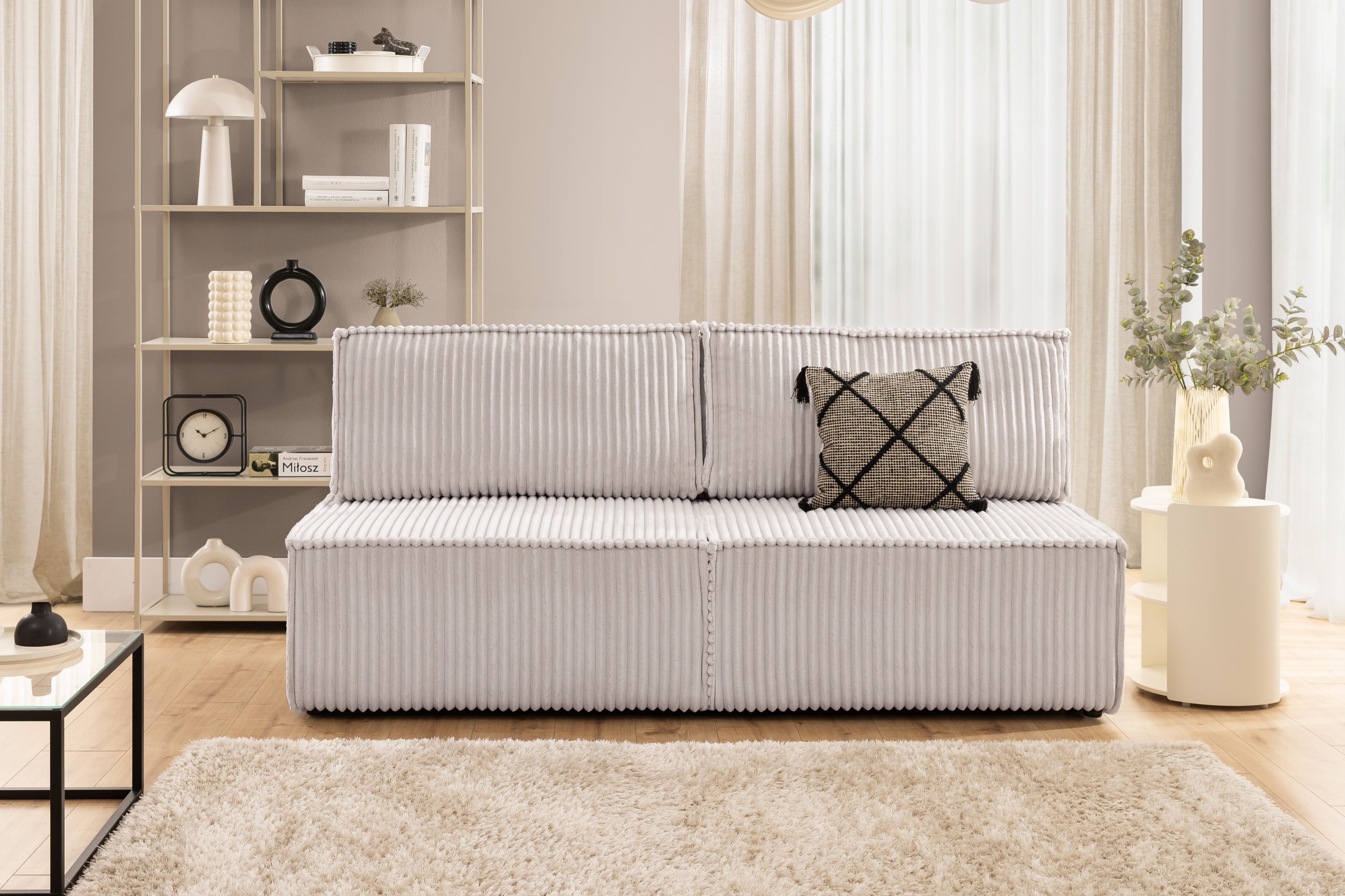 Rozkládací pohovka Solvero - béžový plyš Tilia 03 Pohovka Solvero rozkládací - béžová plusz Tilia 03