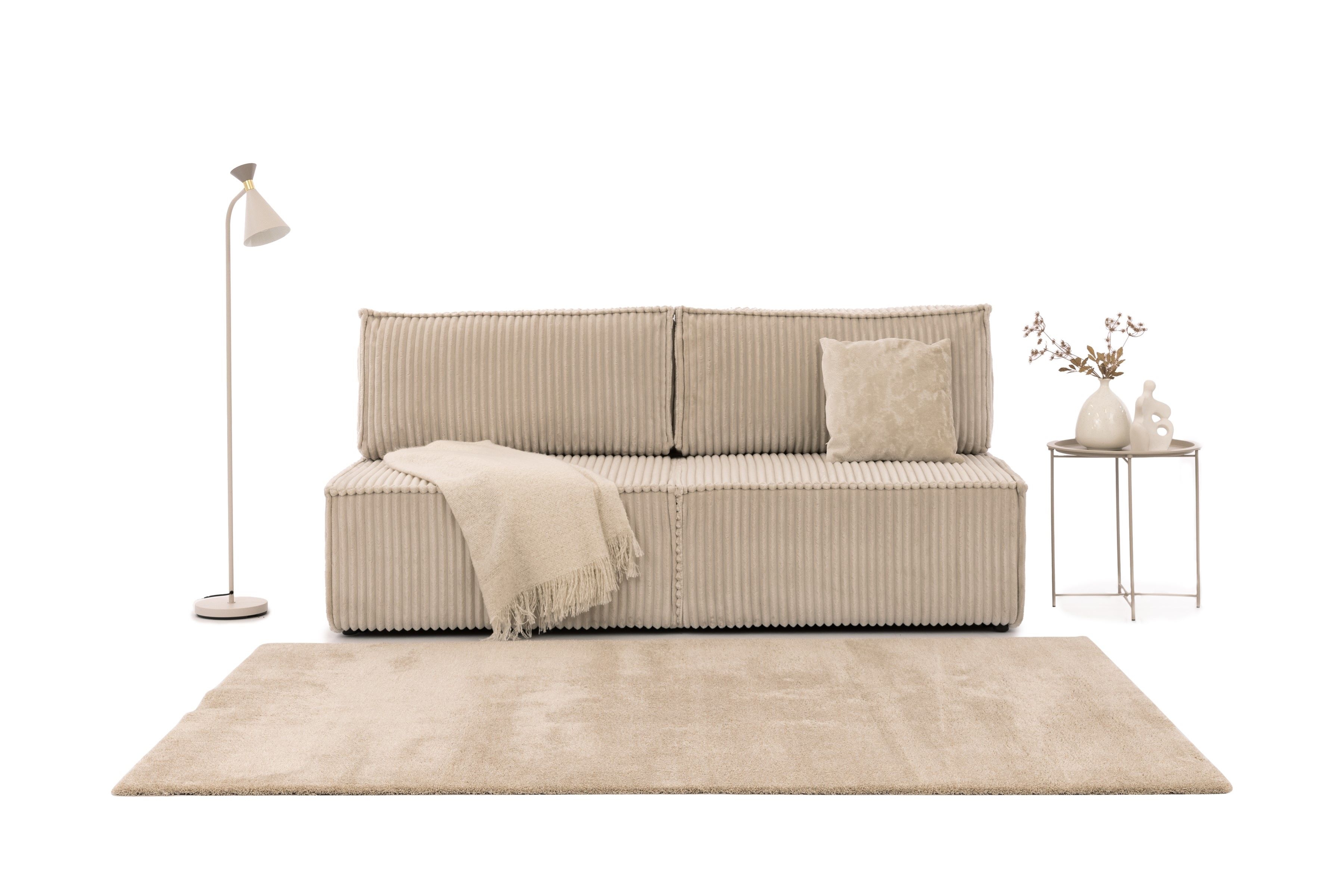 Pohovka Solvero s rozkladem na spaní - světle béžový plyš Tilia 01 Pohovka Solvero rozkládací - Krémový plusz Tilia 01