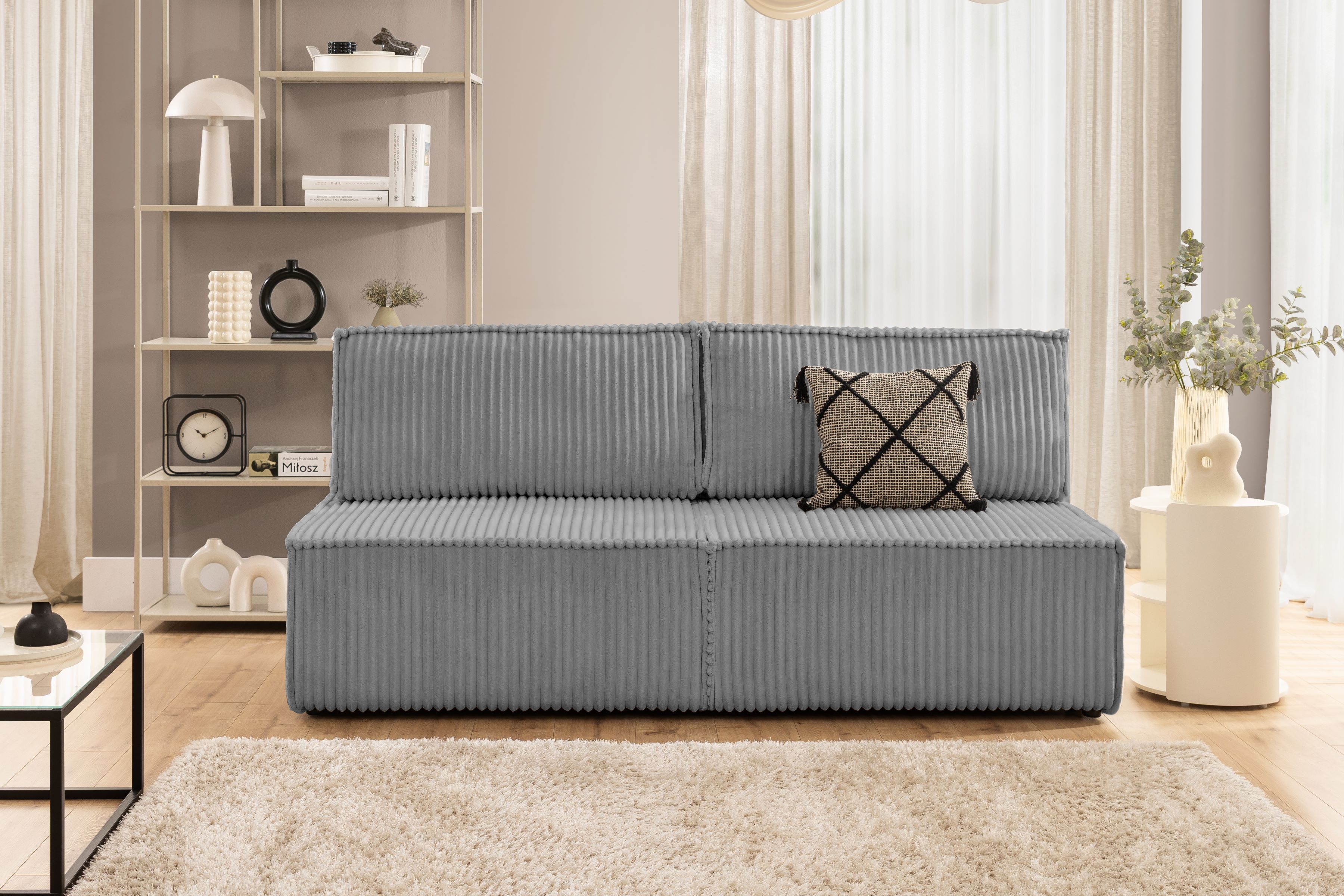 Pohovka Solvero s funkciou spania - sivý plyš Tilia 86 Pohovka Solvero s funkciou spánku - šedý plusz Tilia 86