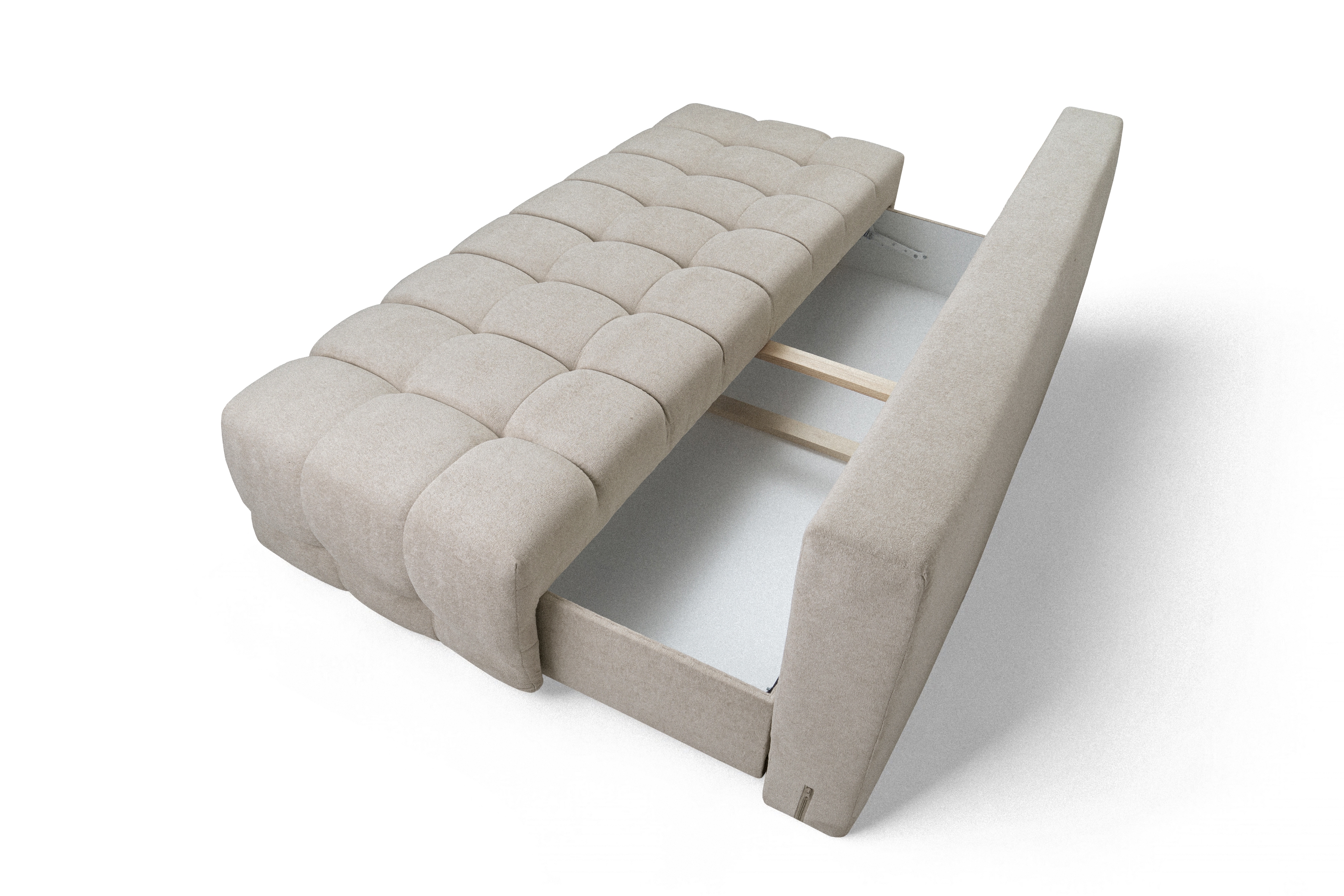 Rozkladacia pohovka Tuko s úložným priestorom – béžová pletenina Freya 210.03 Pohovka Tuko rozkladana S vnútorným úložným priestorom- Béžová boucle Freya 210.03