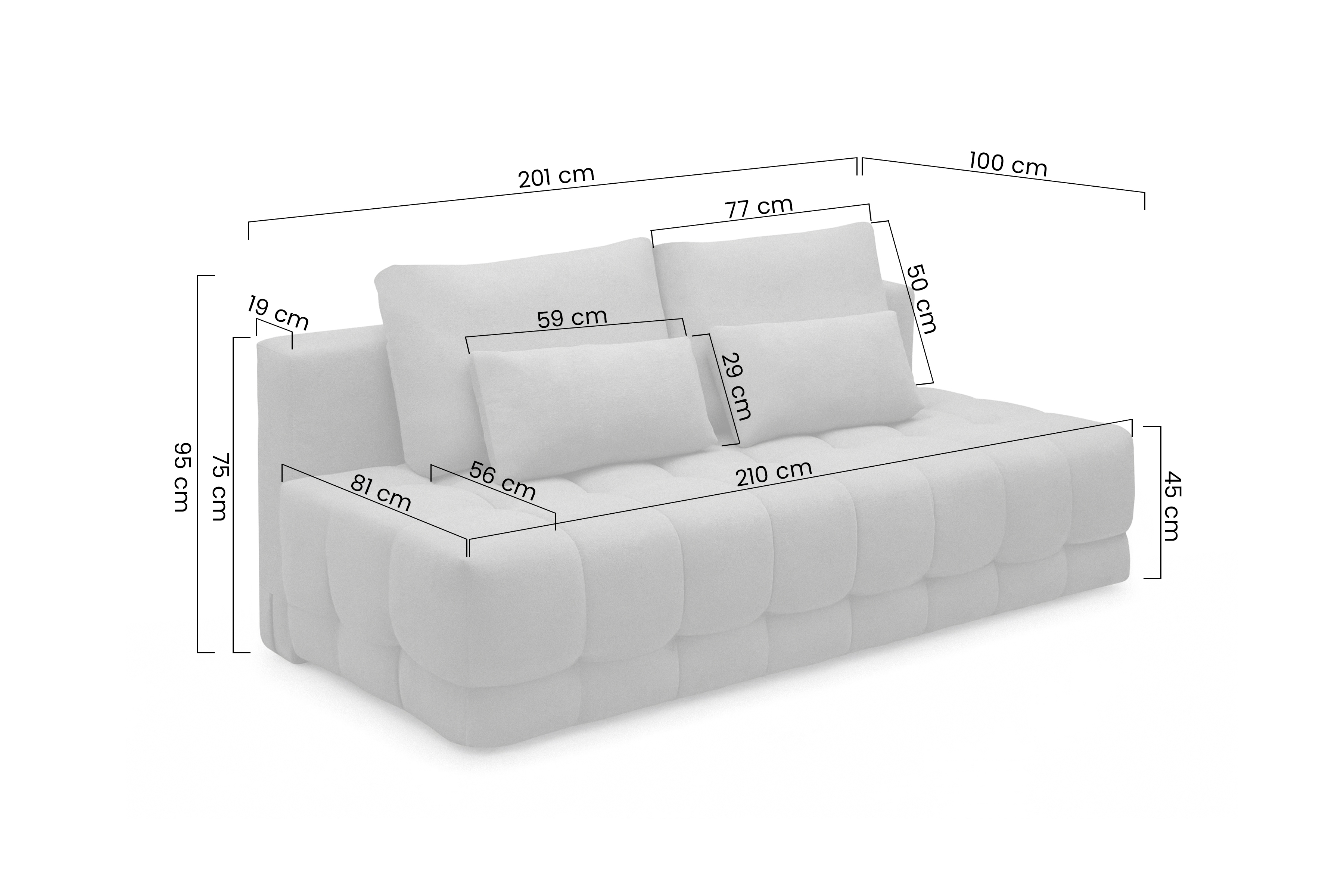 Rozkladacia pohovka Tuko s úložným priestorom – béžová pletenina Freya 210.03 Pohovka Tuko rozkladana S vnútorným úložným priestorom- Béžová boucle Freya 210.03