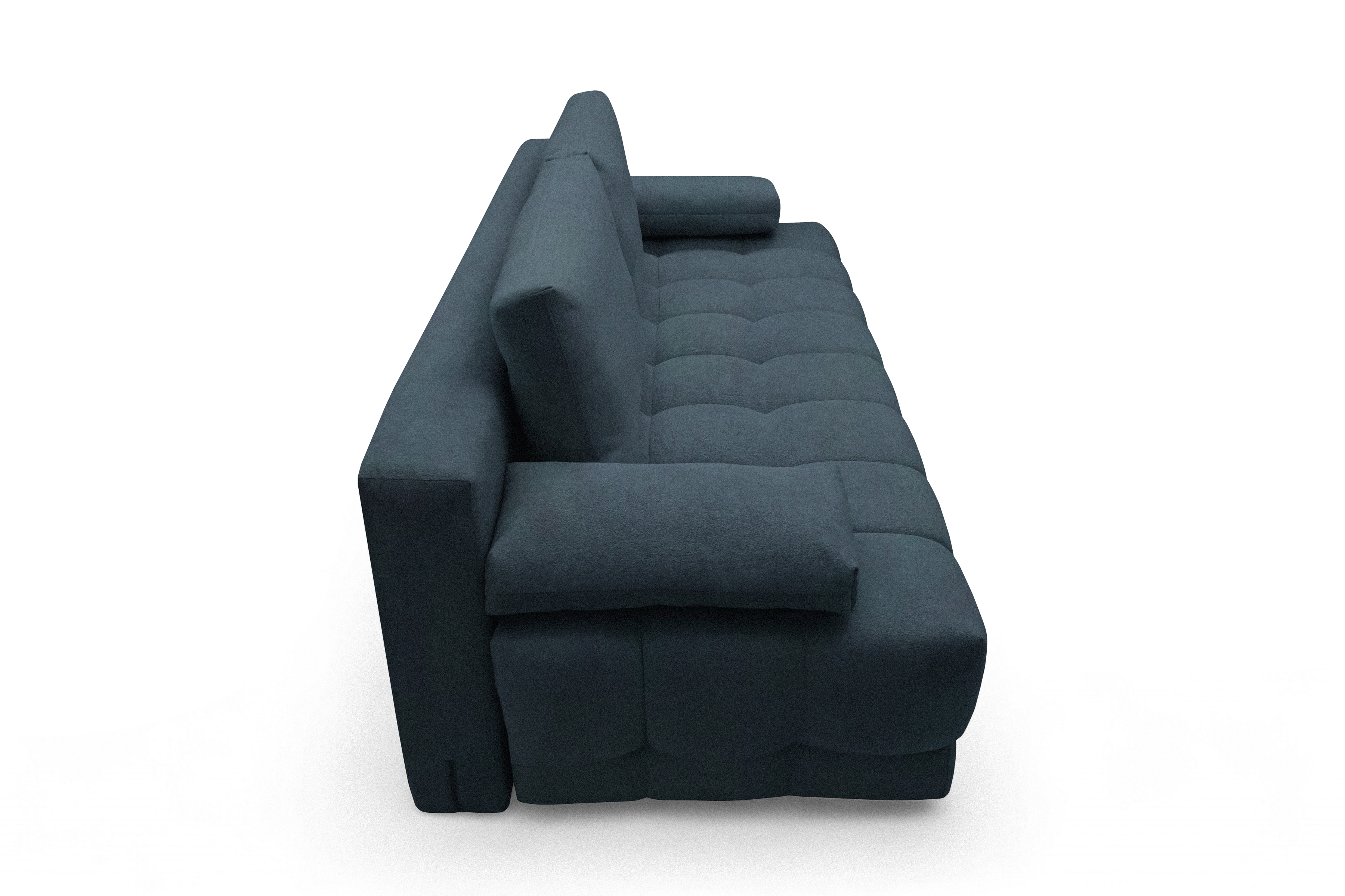 Rozkladacia pohovka Tuko s úložným priestorom – tmavomodrá pletenina Freya 210-28 Pohovka Tuko rozkladana S vnútorným úložným priestorom- námornícka modrá dzianina Freya 210-28