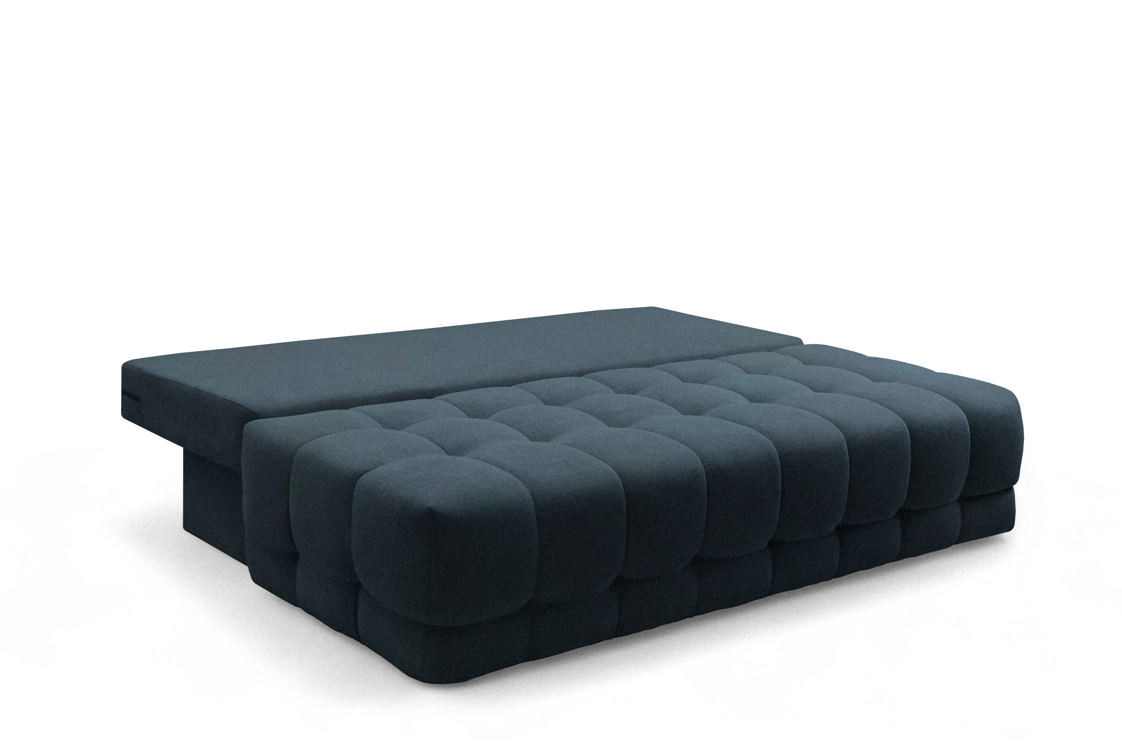 Rozkladacia pohovka Tuko s úložným priestorom – tmavomodrá pletenina Freya 210-28 Pohovka Tuko rozkladana S vnútorným úložným priestorom- námornícka modrá dzianina Freya 210-28