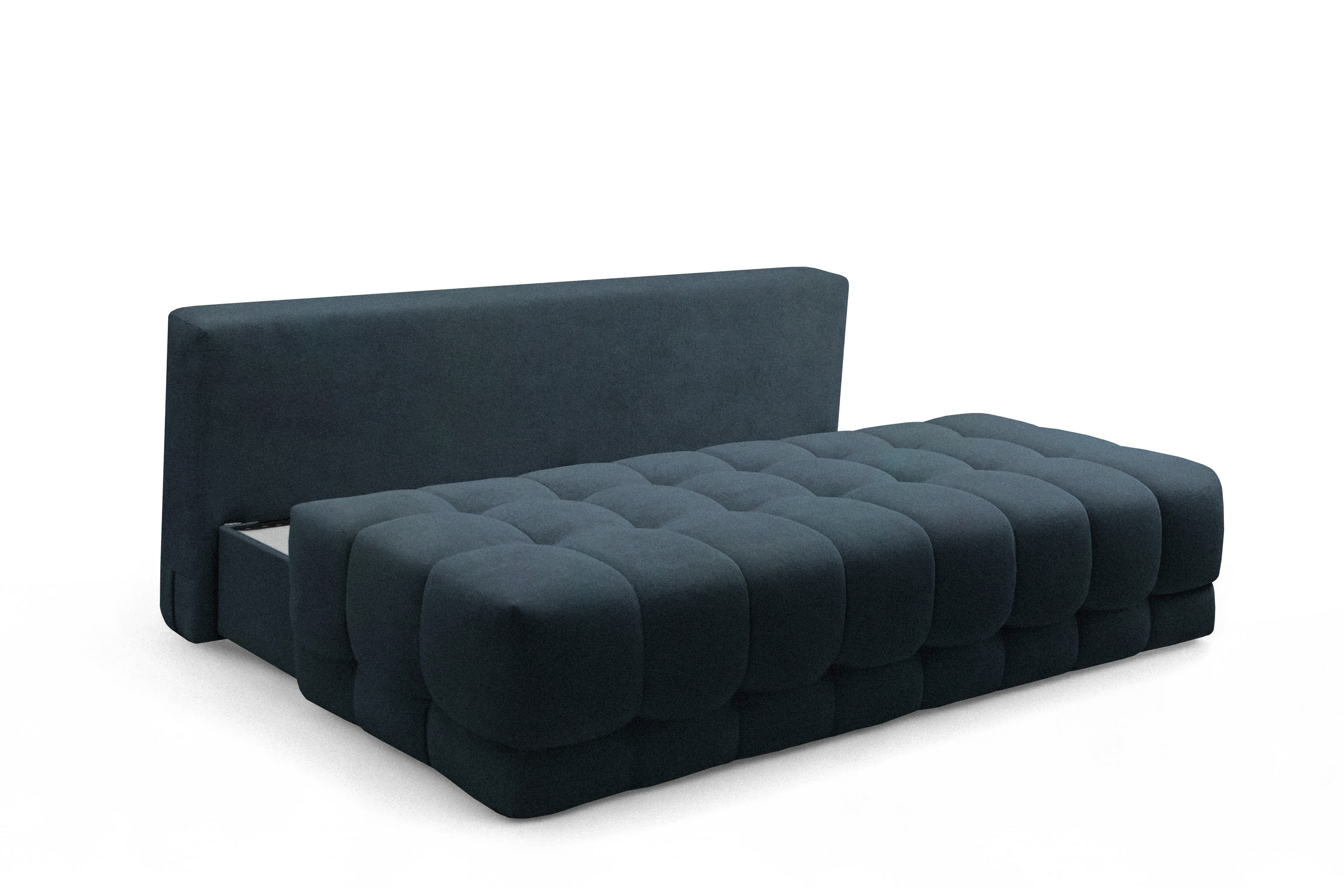 Rozkladacia pohovka Tuko s úložným priestorom – tmavomodrá pletenina Freya 210-28 Pohovka Tuko rozkladana S vnútorným úložným priestorom- námornícka modrá dzianina Freya 210-28