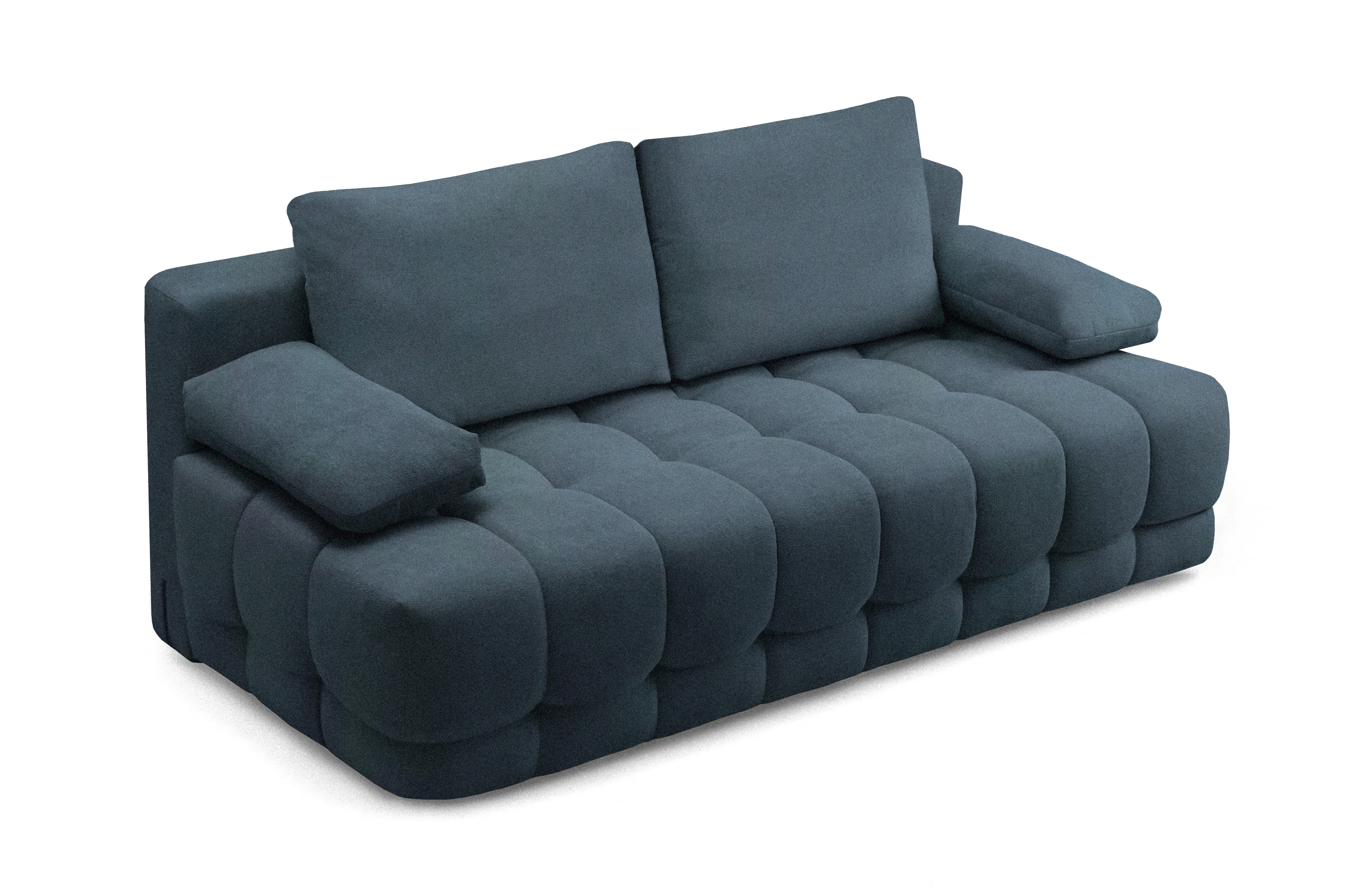 Rozkladacia pohovka Tuko s úložným priestorom – tmavomodrá pletenina Freya 210-28 Pohovka Tuko rozkladana S vnútorným úložným priestorom- námornícka modrá dzianina Freya 210-28