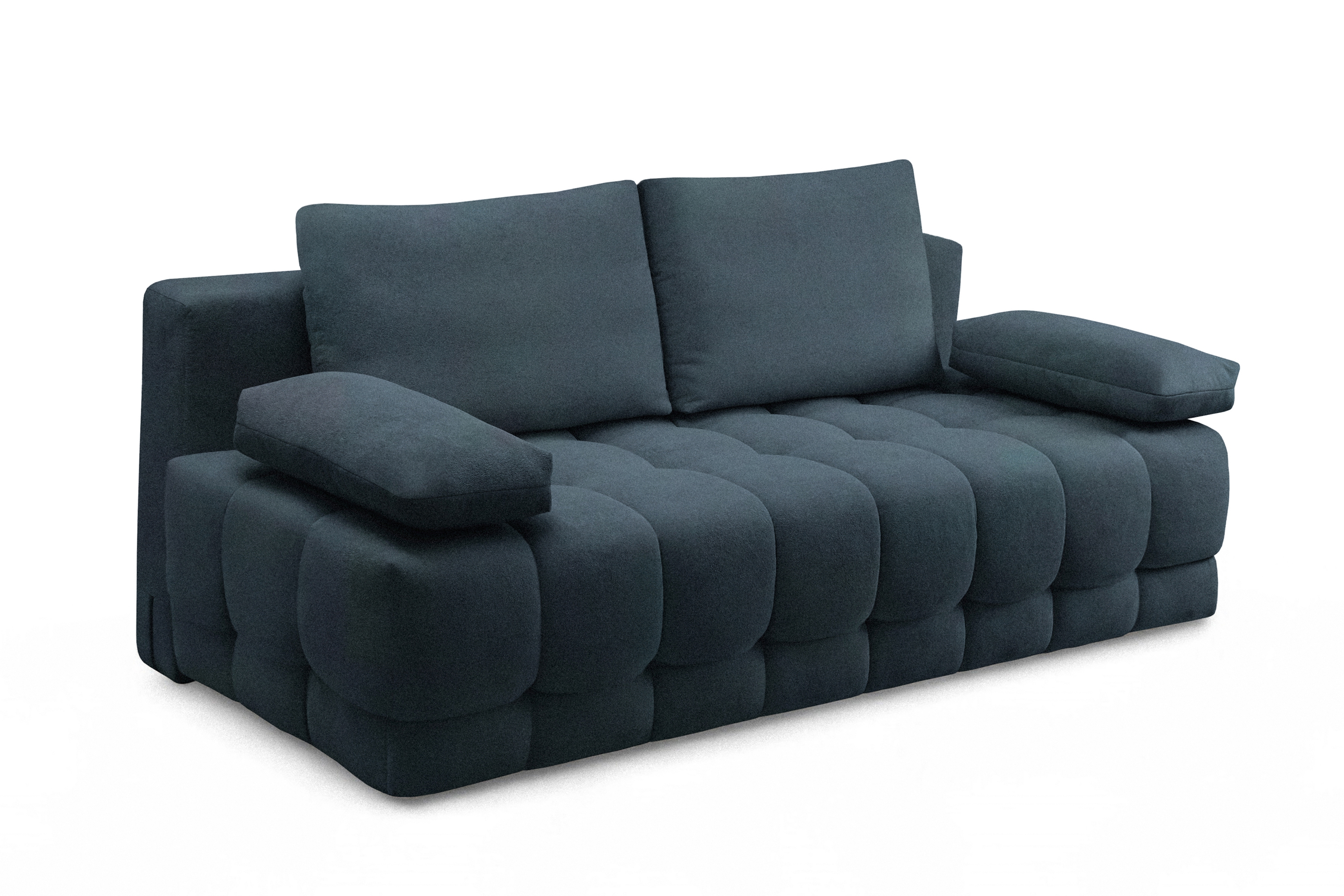 Rozkladacia pohovka Tuko s úložným priestorom – tmavomodrá pletenina Freya 210-28 Pohovka Tuko rozkladana S vnútorným úložným priestorom- námornícka modrá dzianina Freya 210-28