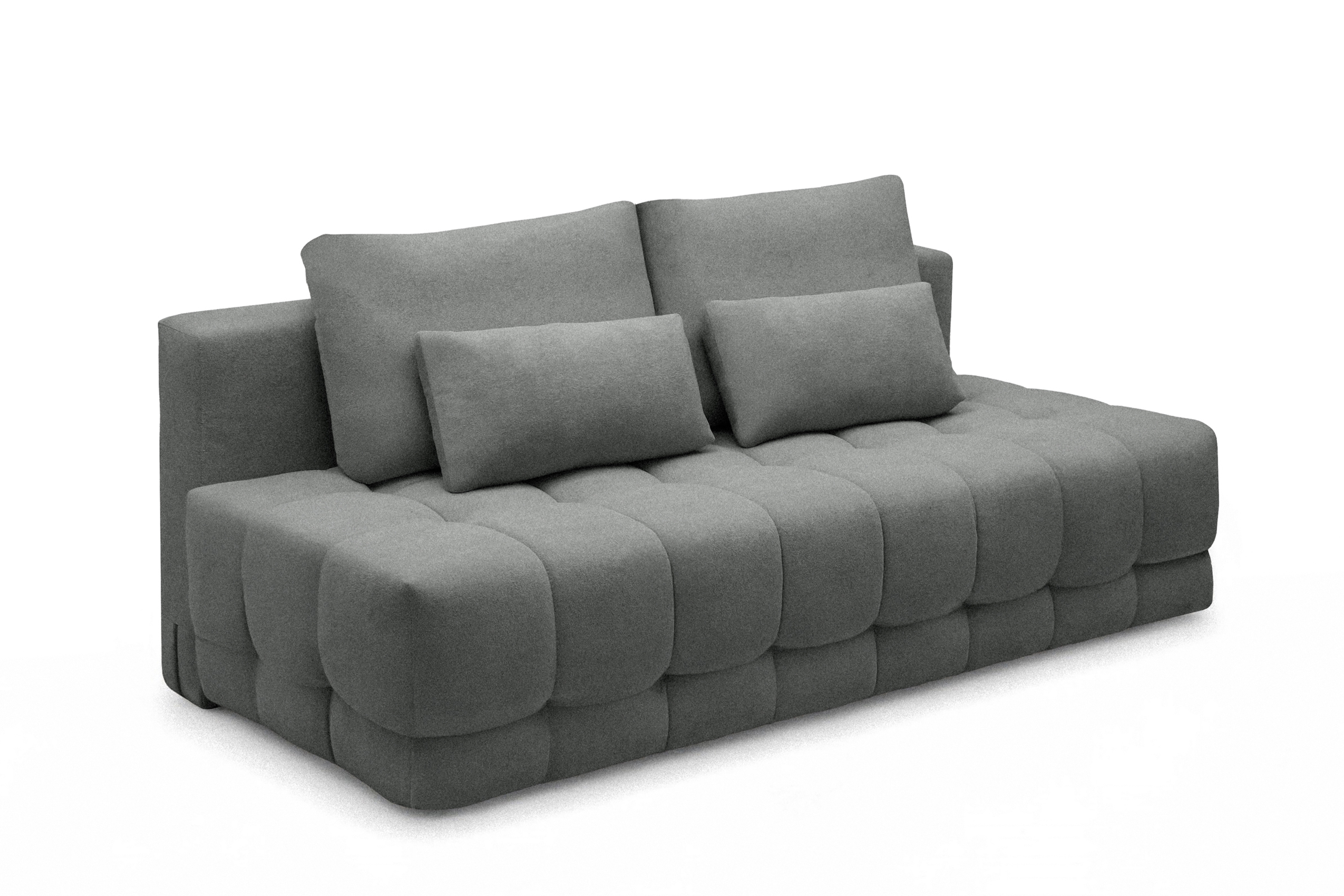 Rozkladacia pohovka Tuko s úložným priestorom – sivá pletenina Freya 210.21 Pohovka Tuko rozkladana S vnútorným úložným priestorom- šedá boucle Freya 210.21