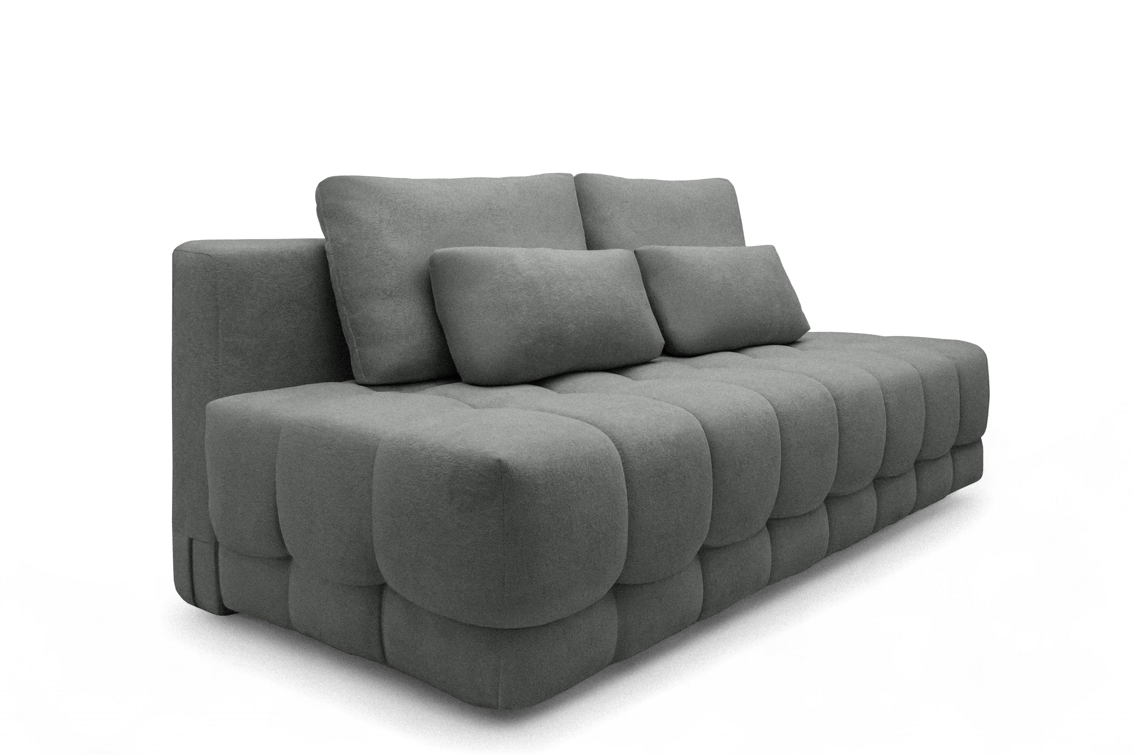 Rozkladacia pohovka Tuko s úložným priestorom – sivá pletenina Freya 210.21 Pohovka Tuko rozkladana S vnútorným úložným priestorom- šedá boucle Freya 210.21