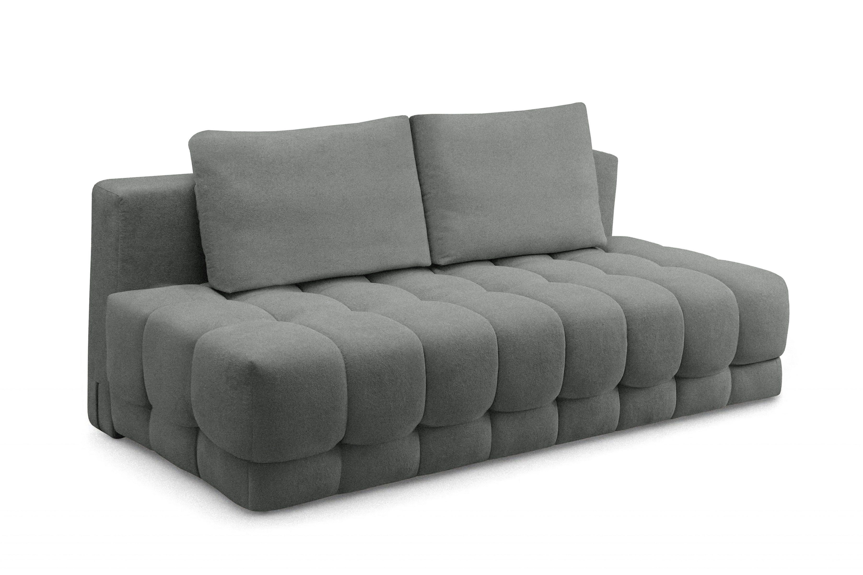 Rozkladacia pohovka Tuko s úložným priestorom – sivá pletenina Freya 210.21 Pohovka Tuko rozkladana S vnútorným úložným priestorom- šedá boucle Freya 210.21