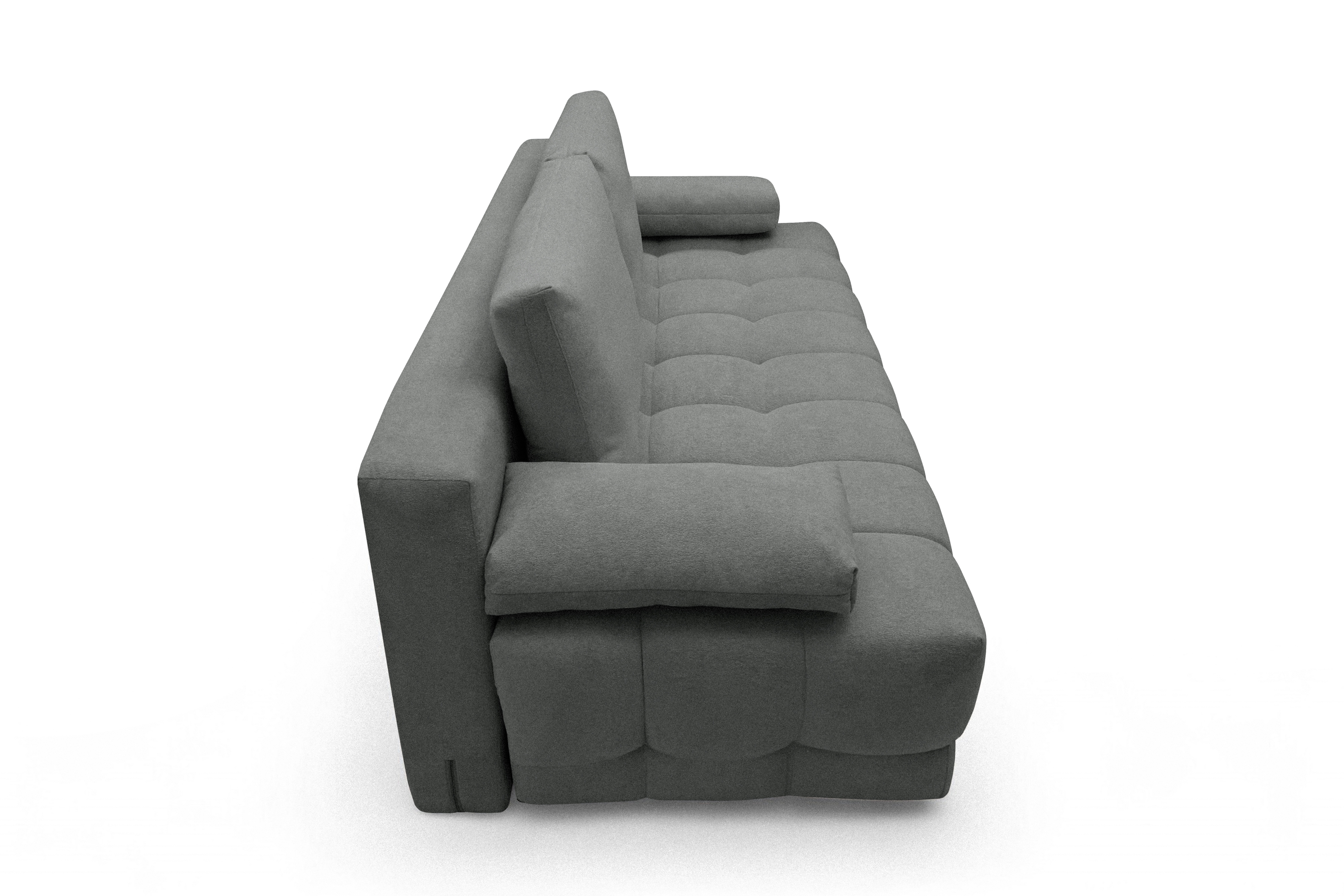 Rozkladacia pohovka Tuko s úložným priestorom – sivá pletenina Freya 210.21 Pohovka Tuko rozkladana S vnútorným úložným priestorom- šedá boucle Freya 210.21