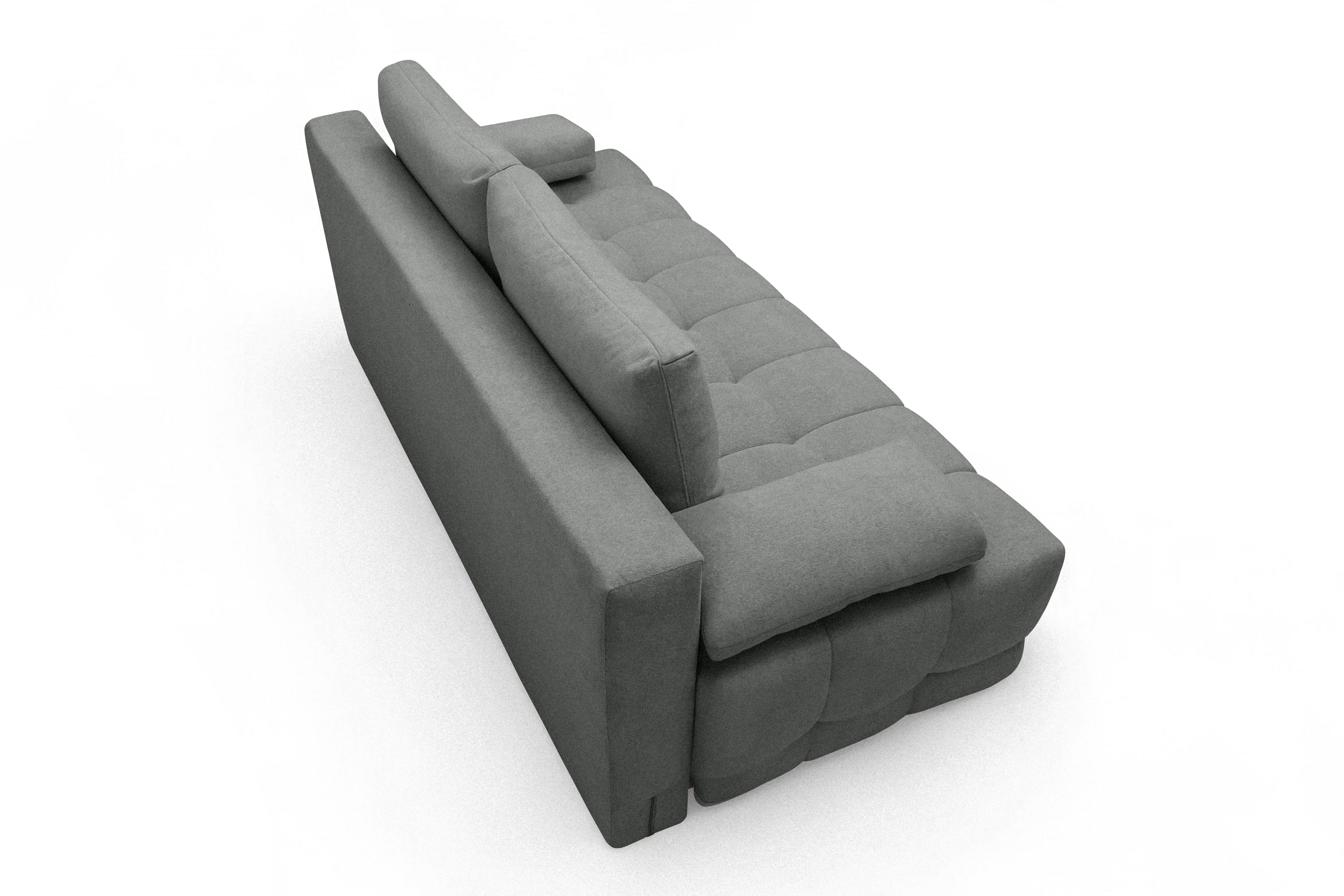 Rozkladacia pohovka Tuko s úložným priestorom – sivá pletenina Freya 210.21 Pohovka Tuko rozkladana S vnútorným úložným priestorom- šedá boucle Freya 210.21