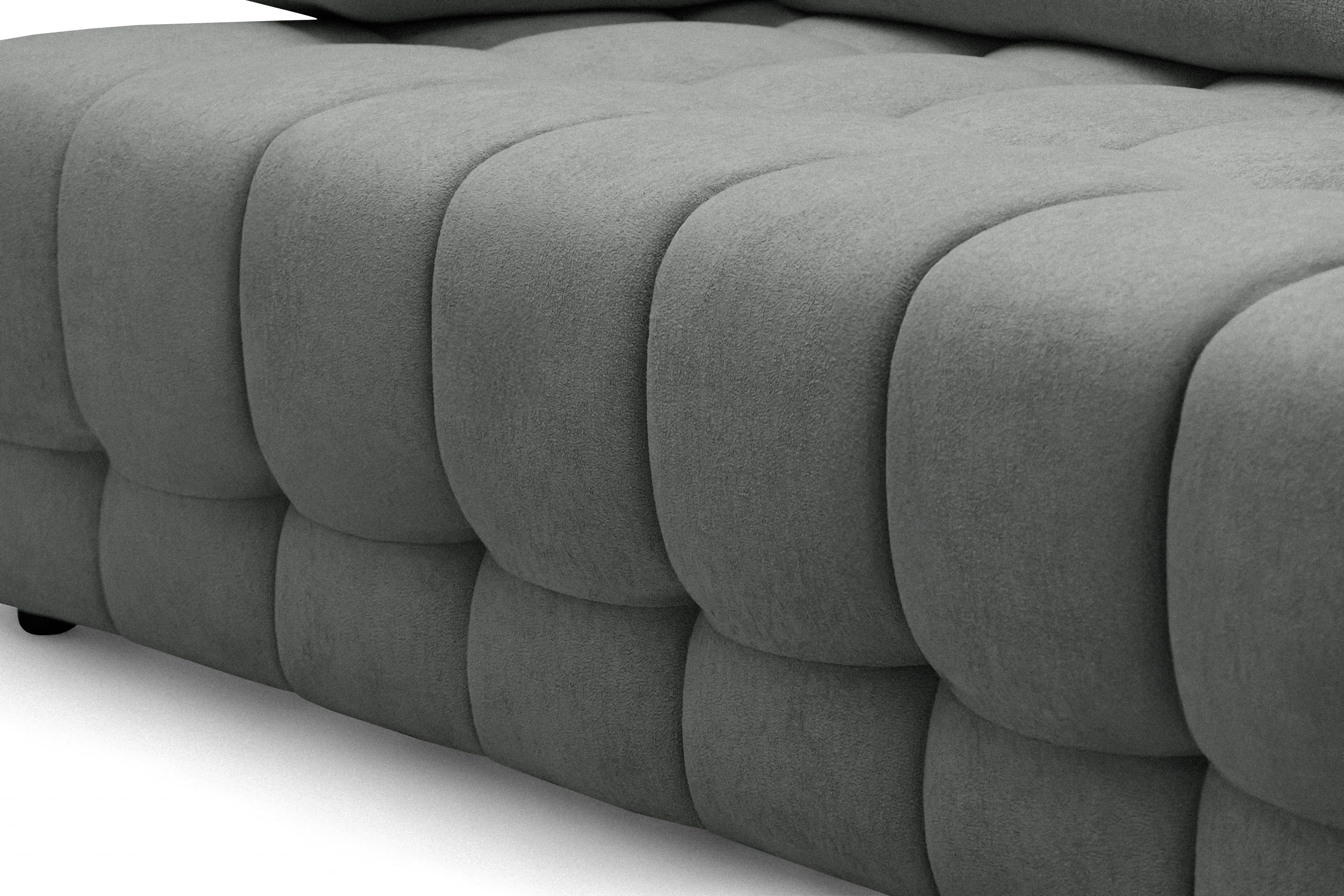 Rozkladacia pohovka Tuko s úložným priestorom – sivá pletenina Freya 210.21 Pohovka Tuko rozkladana S vnútorným úložným priestorom- šedá boucle Freya 210.21