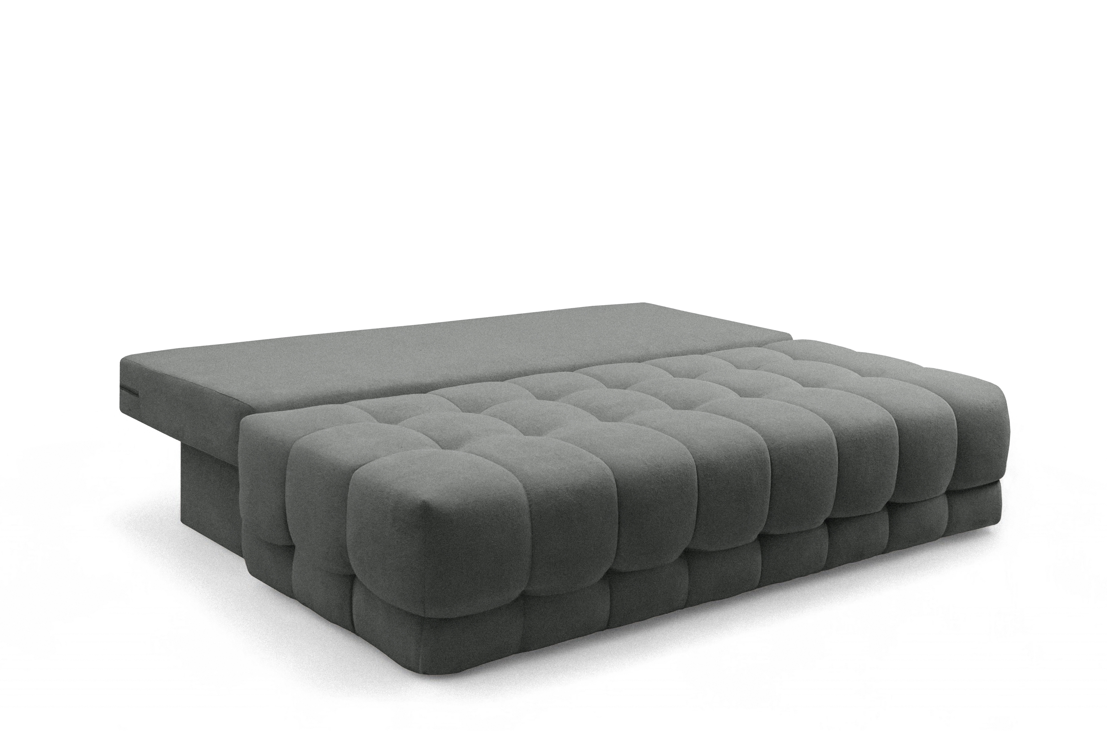 Rozkladacia pohovka Tuko s úložným priestorom – sivá pletenina Freya 210.21 Pohovka Tuko rozkladana S vnútorným úložným priestorom- šedá boucle Freya 210.21