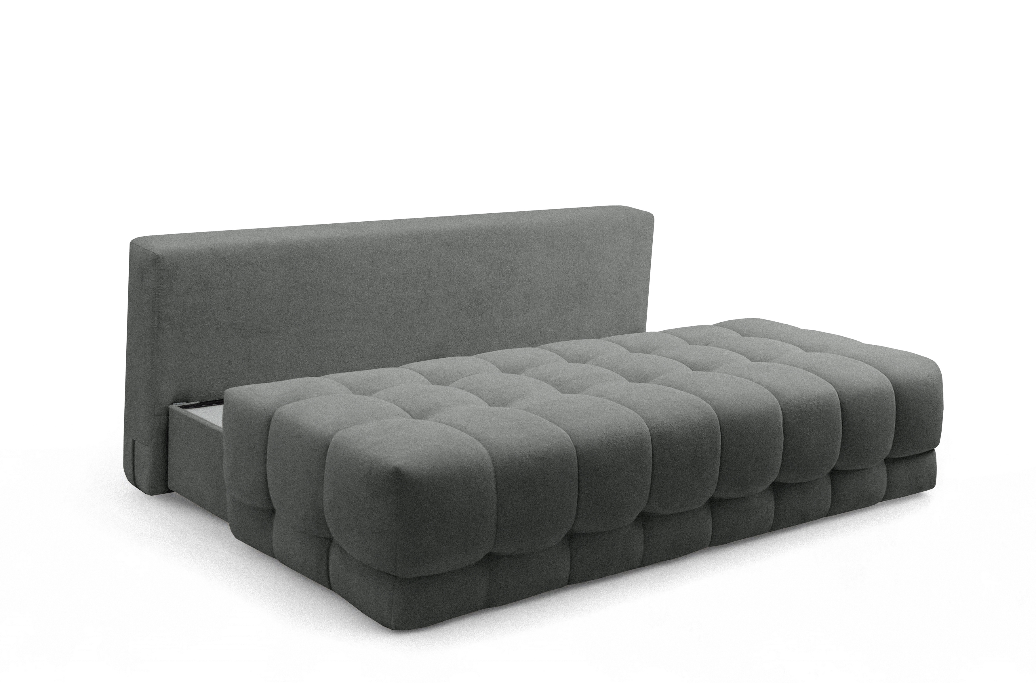 Rozkladacia pohovka Tuko s úložným priestorom – sivá pletenina Freya 210.21 Pohovka Tuko rozkladana S vnútorným úložným priestorom- šedá boucle Freya 210.21