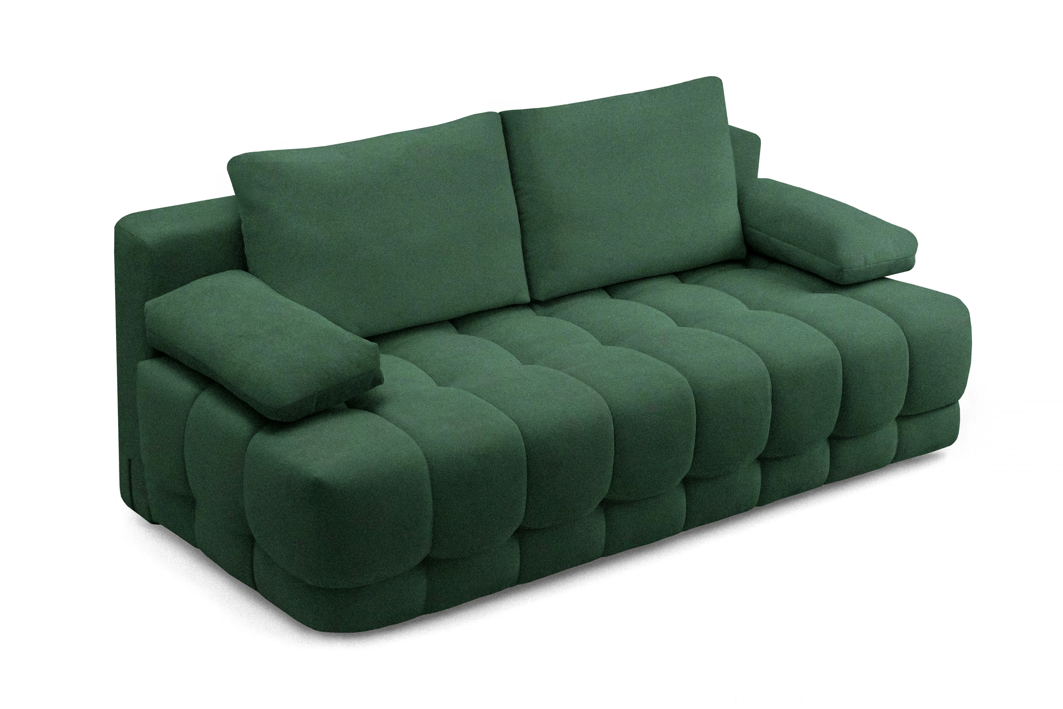 Rozkladacia pohovka Tuko s úložným priestorom – zelená pletenina Freya 210-09 Pohovka Tuko rozkladana S vnútorným úložným priestorom- zelená boucle Freya 210-09