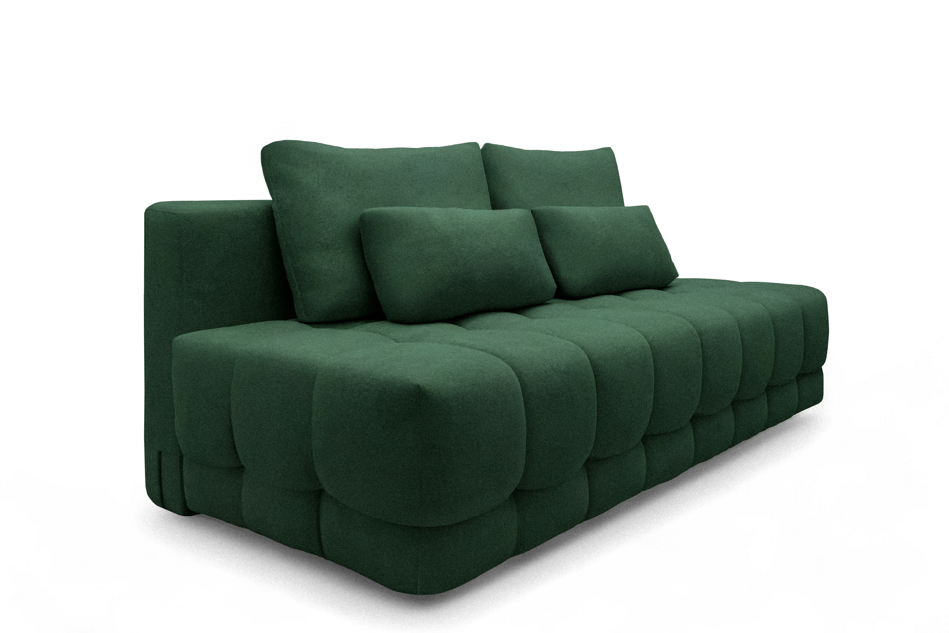 Rozkladacia pohovka Tuko s úložným priestorom – zelená pletenina Freya 210-09 Pohovka Tuko rozkladana S vnútorným úložným priestorom- zelená boucle Freya 210-09