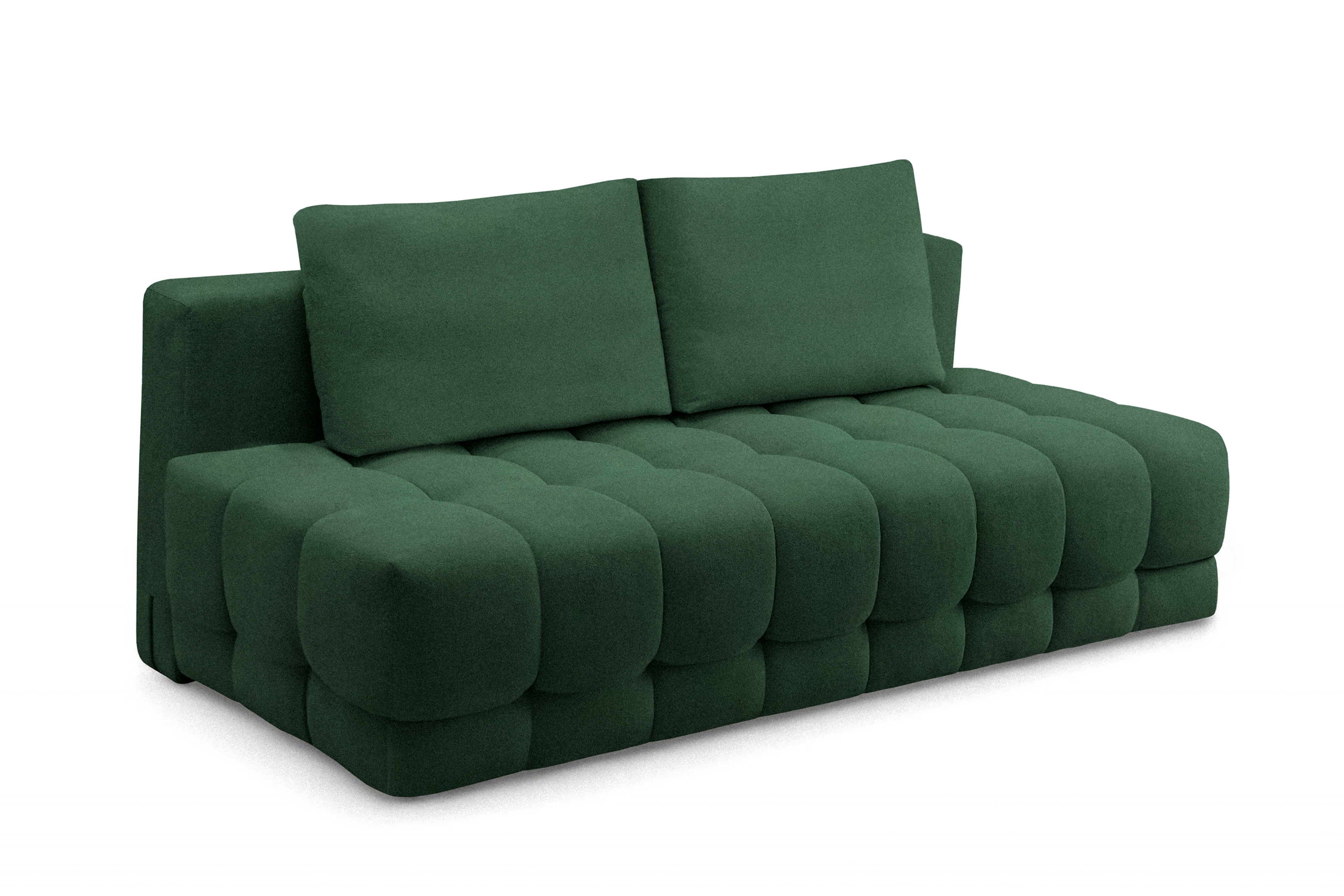 Rozkladacia pohovka Tuko s úložným priestorom – zelená pletenina Freya 210-09 Pohovka Tuko rozkladana S vnútorným úložným priestorom- zelená boucle Freya 210-09