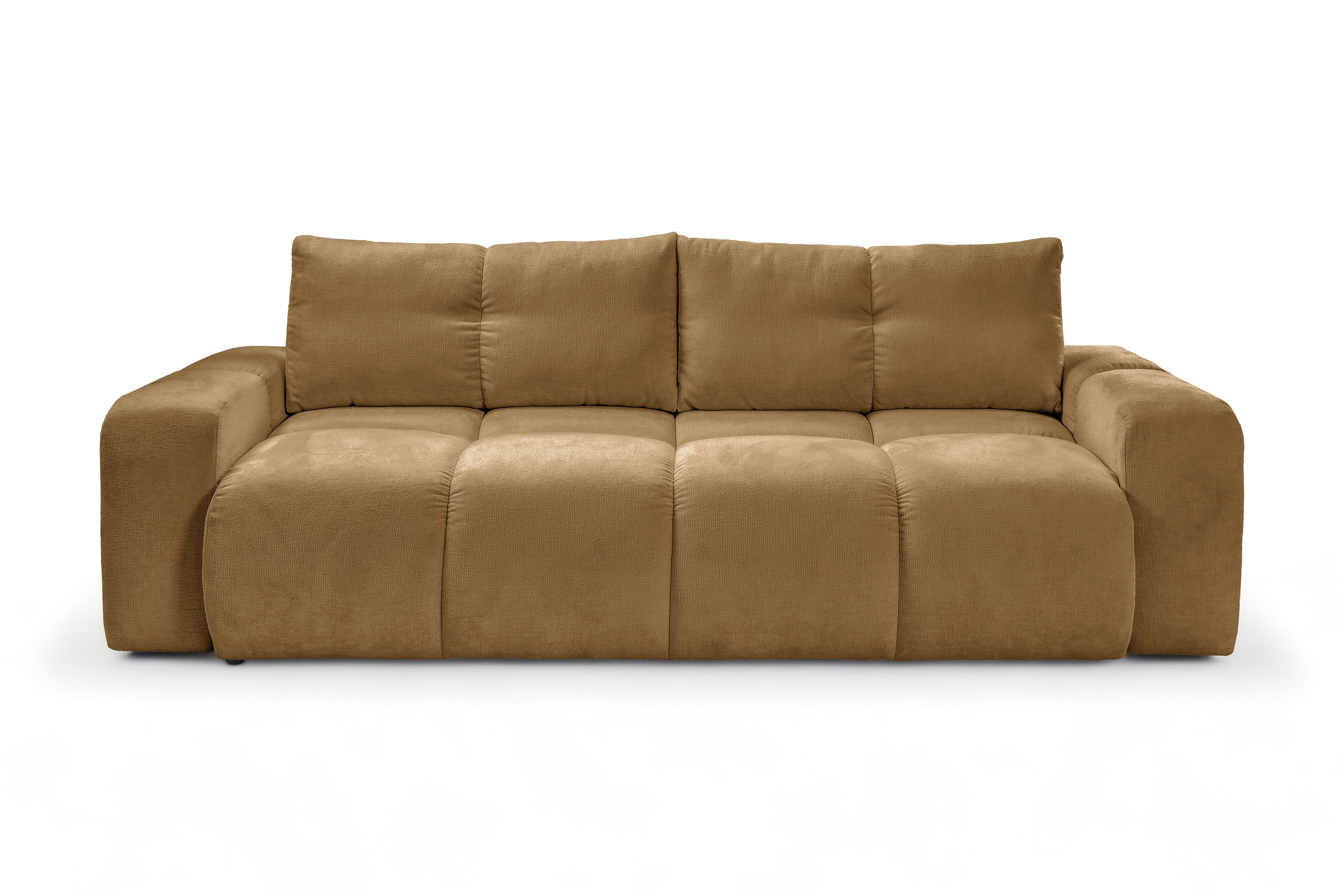 Rozkládací pohovka Vebra s úložným prostorem - hořčicový šenil Perfect Harmony 56 Gauč Vebra s funkcí spaní a úložným prostorem na posciel - hořčice šenil Perfect Harmony 56