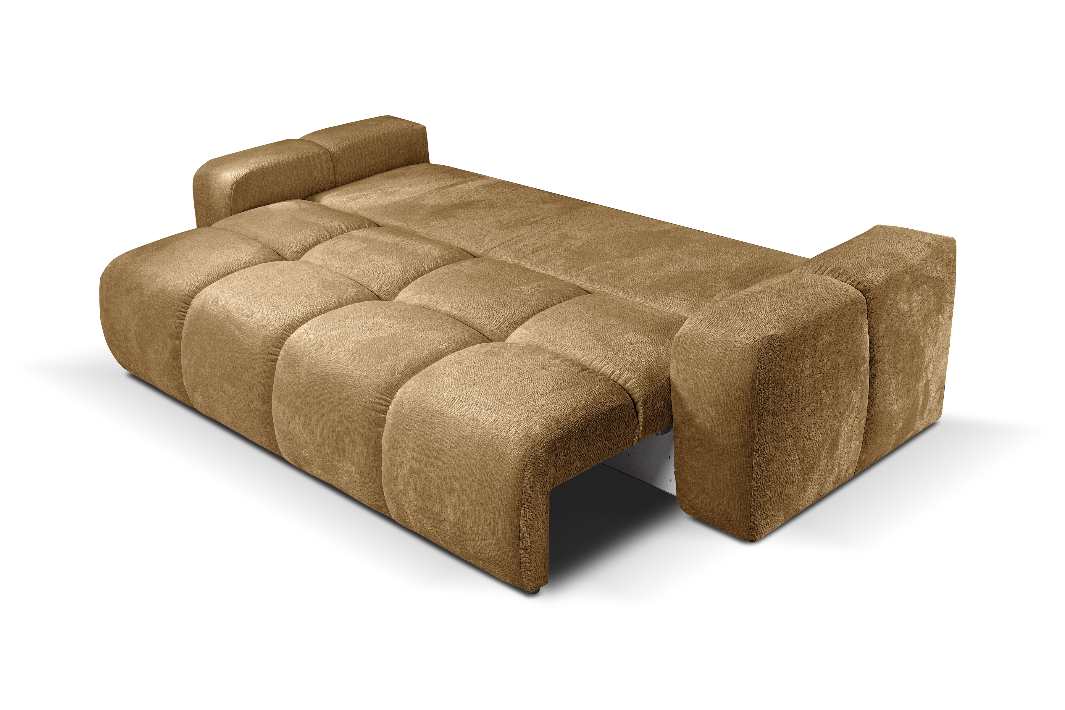 Rozkládací pohovka Vebra s úložným prostorem - hořčicový šenil Perfect Harmony 56 Gauč Vebra s funkcí spaní a úložným prostorem na posciel - hořčice šenil Perfect Harmony 56