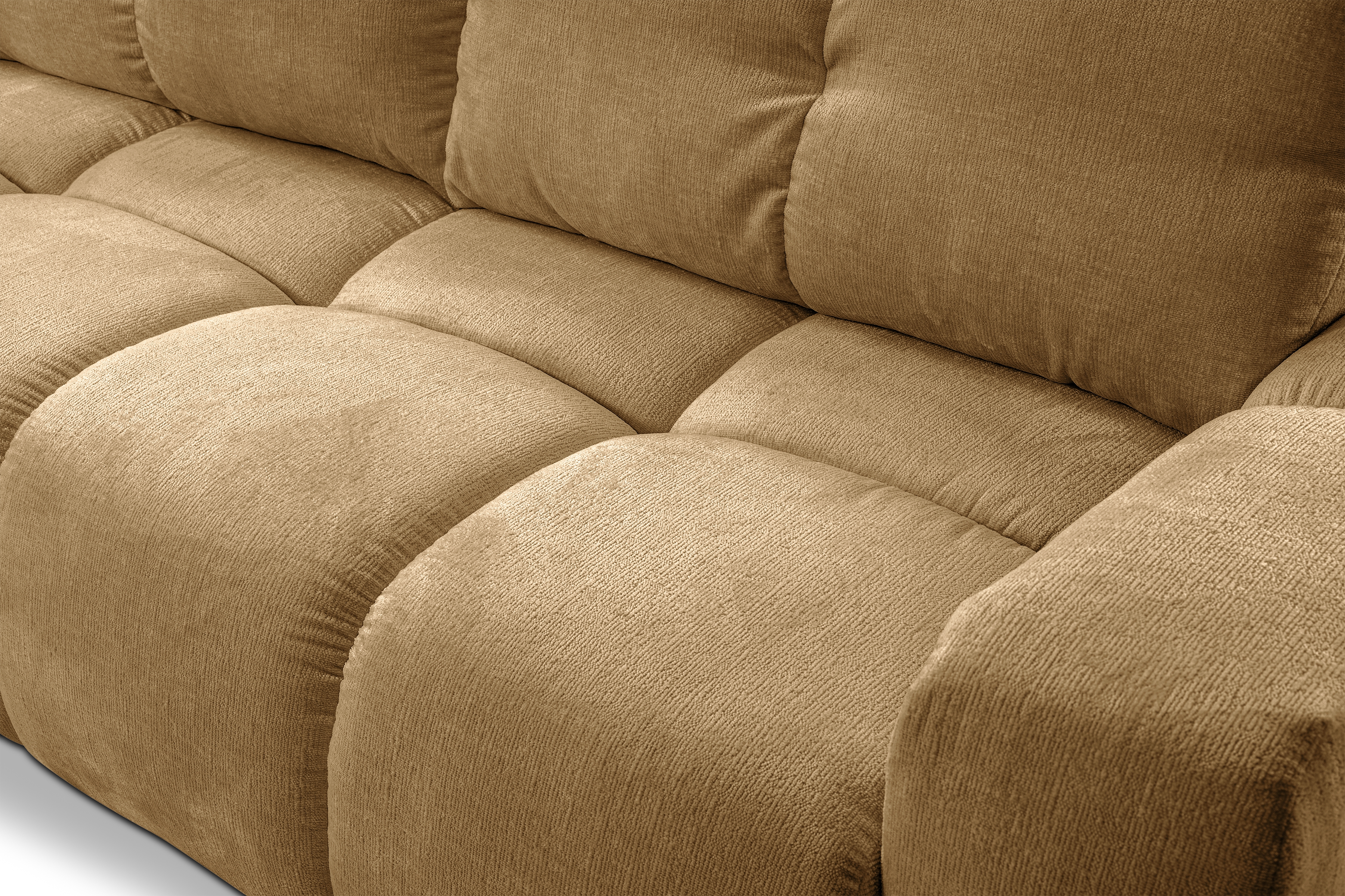 Rozkládací pohovka Vebra s úložným prostorem - hořčicový šenil Perfect Harmony 56 Gauč Vebra s funkcí spaní a úložným prostorem na posciel - hořčice šenil Perfect Harmony 56