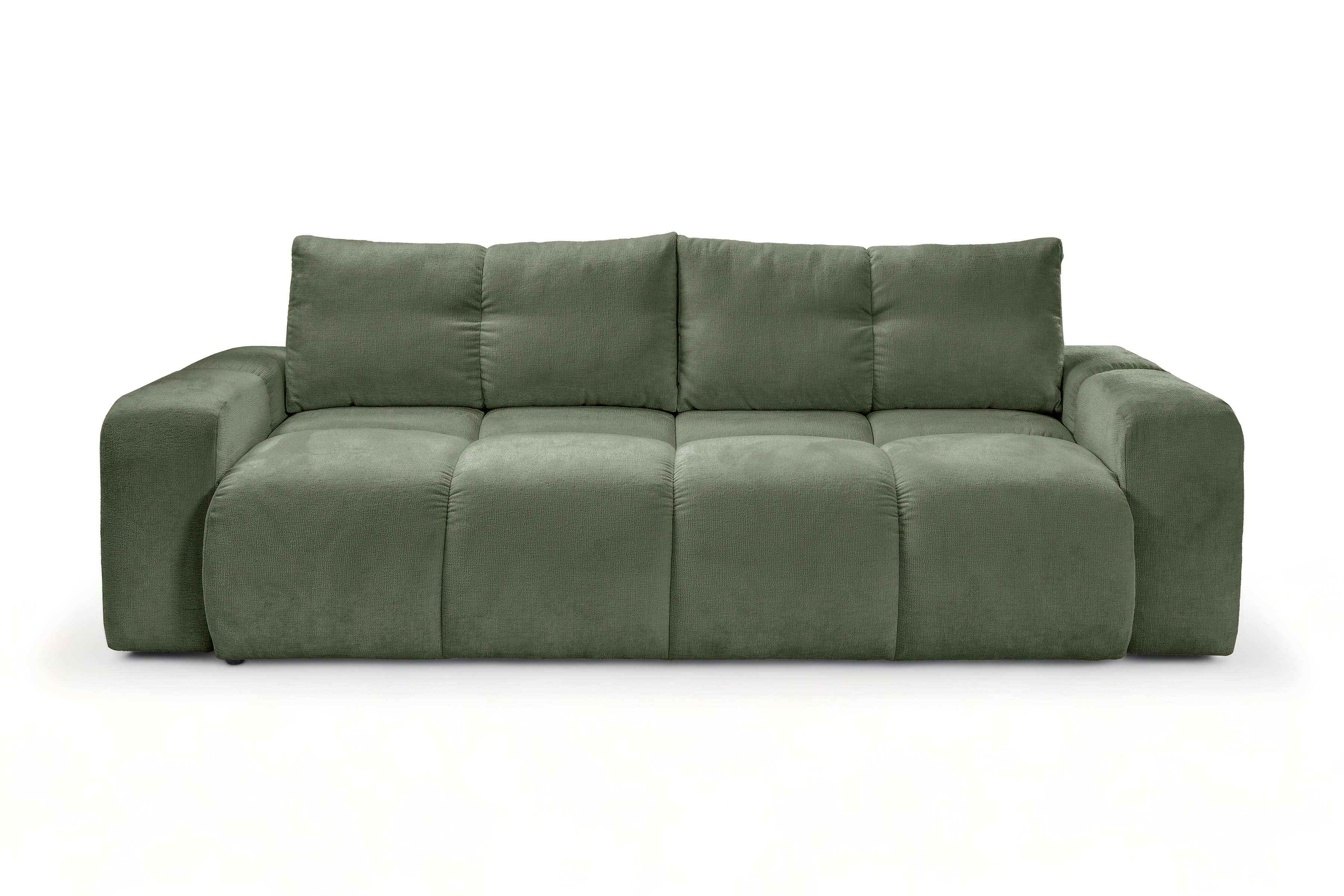 Rozkladacia pohovka Vebra - zelená žinylka Perfect Harmony 39 Pohovka Vebra s funkciou spania a úložným priestorom na posciel - Zelený šenil Perfect Harmony 39