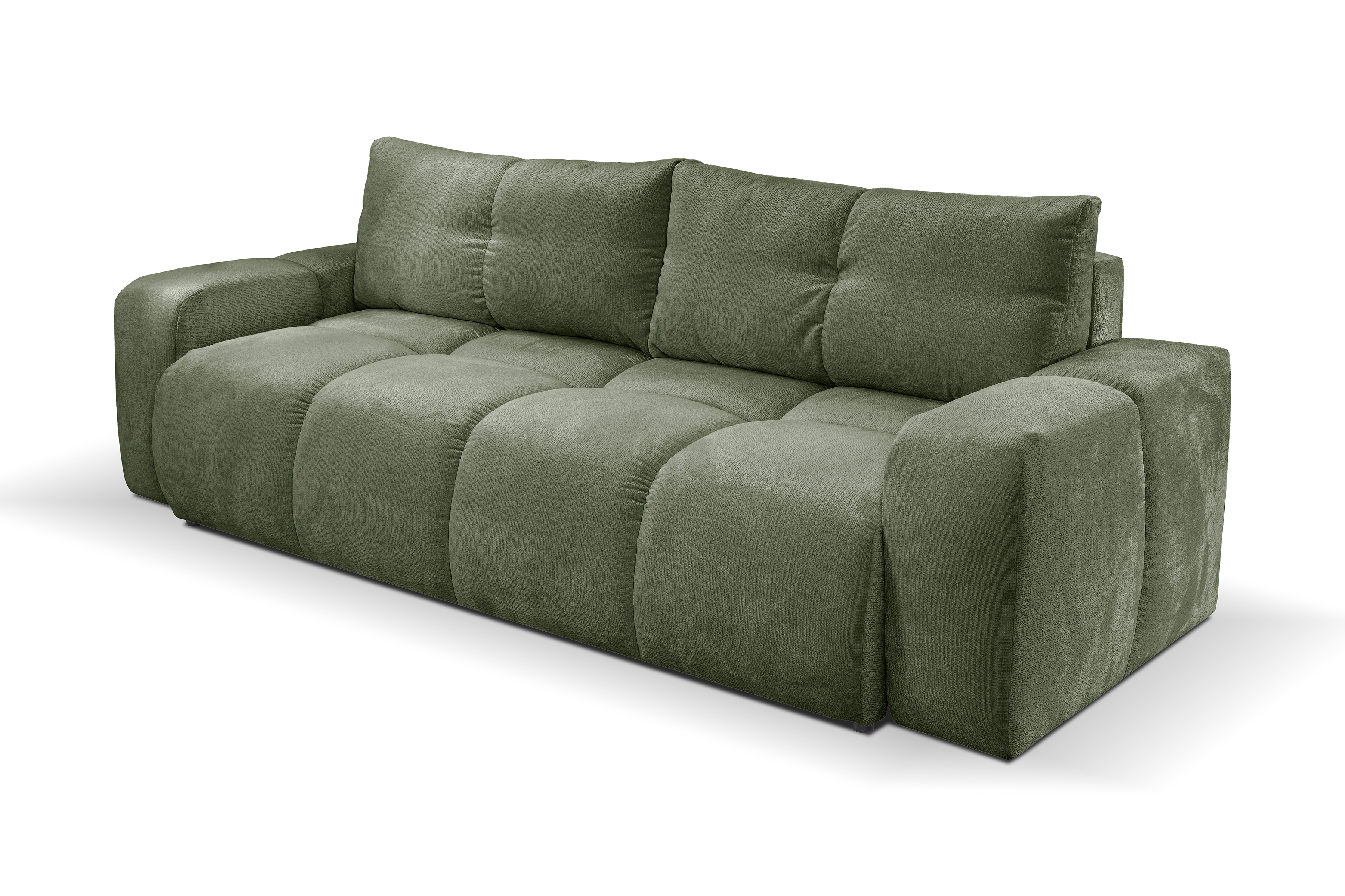 Rozkladacia pohovka Vebra - zelená žinylka Perfect Harmony 39 Pohovka Vebra s funkciou spania a úložným priestorom na posciel - Zelený šenil Perfect Harmony 39