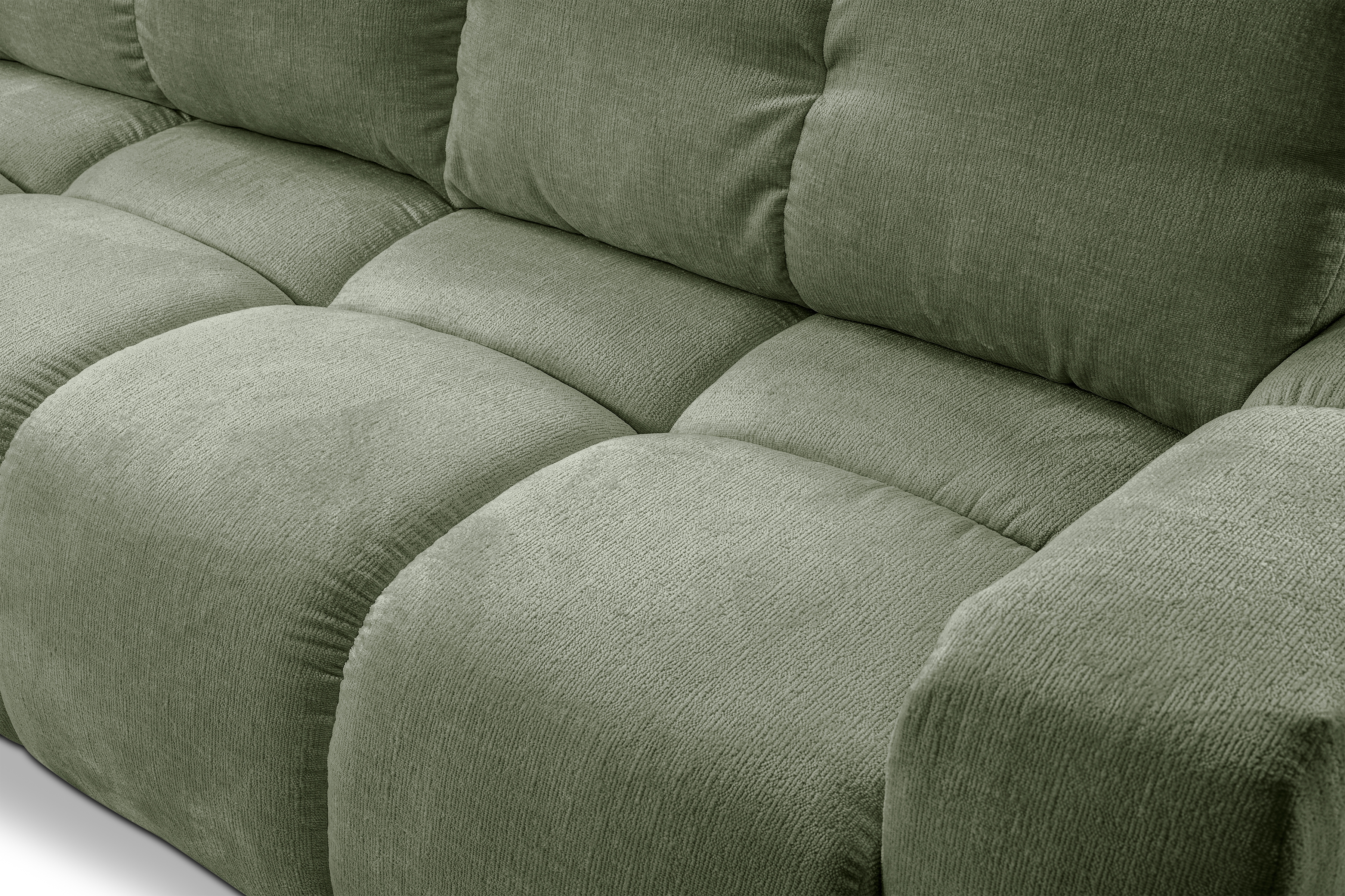 Rozkladacia pohovka Vebra - zelená žinylka Perfect Harmony 39 Pohovka Vebra s funkciou spania a úložným priestorom na posciel - Zelený šenil Perfect Harmony 39