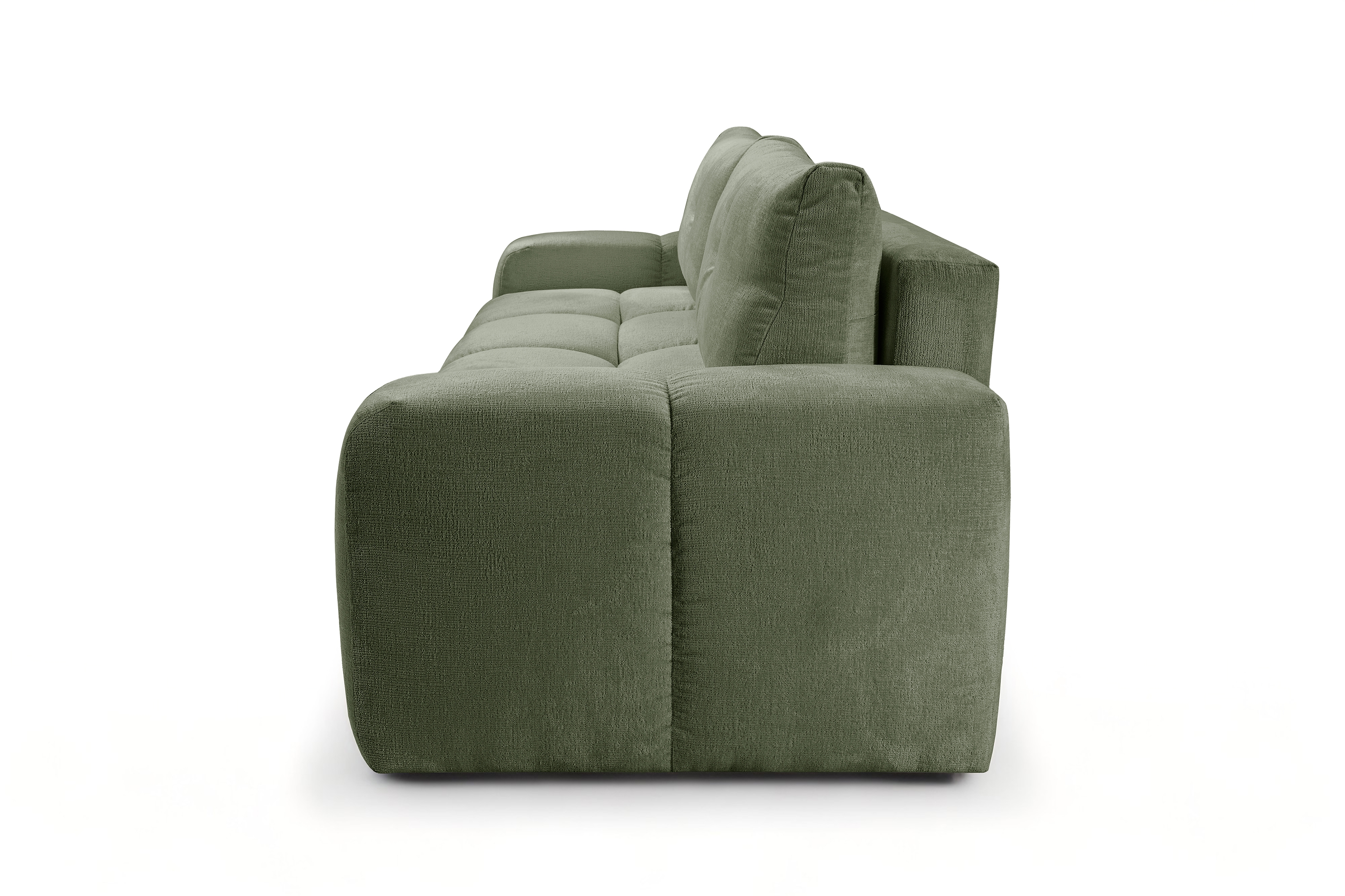 Rozkladacia pohovka Vebra - zelená žinylka Perfect Harmony 39 Pohovka Vebra s funkciou spania a úložným priestorom na posciel - Zelený šenil Perfect Harmony 39