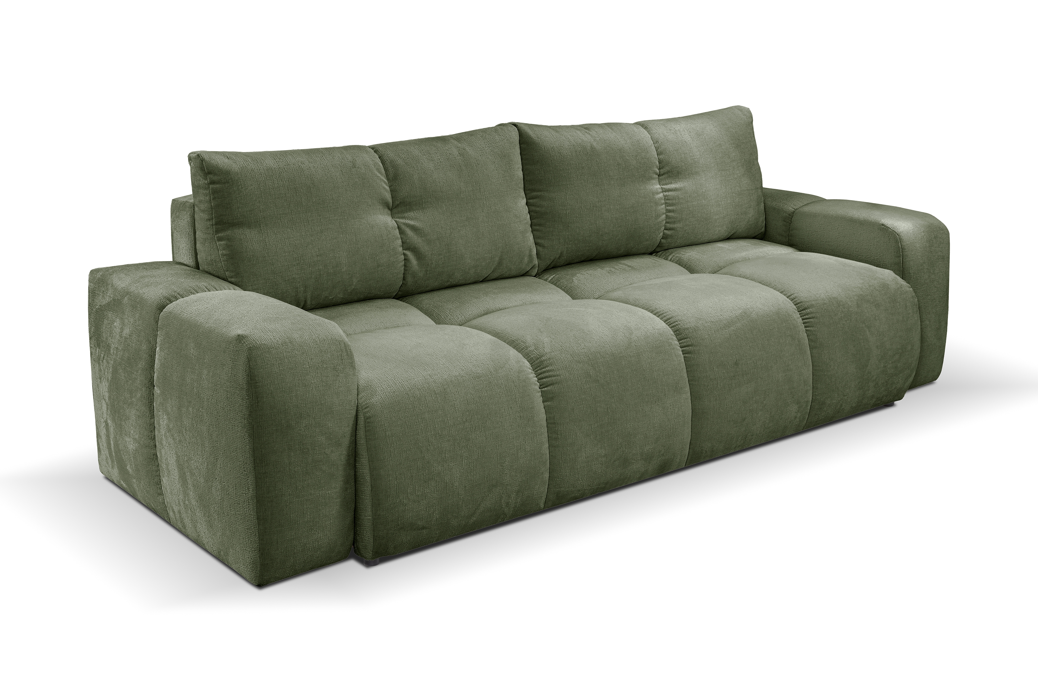 Rozkladacia pohovka Vebra - zelená žinylka Perfect Harmony 39 Pohovka Vebra s funkciou spania a úložným priestorom na posciel - Zelený šenil Perfect Harmony 39