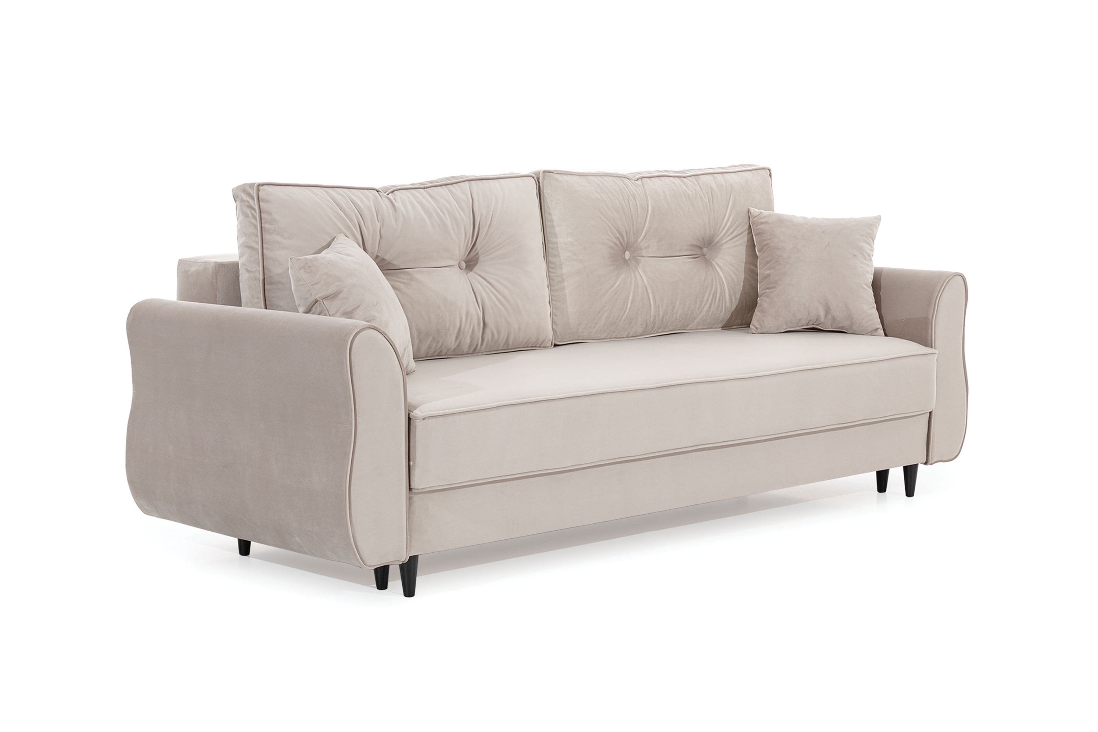 Rozkládací pohovka Carla - béžová Velluto 2 / černé nožky Pohovka rozkládací Carla - béžová samet Velluto 2 / Nohy černá 