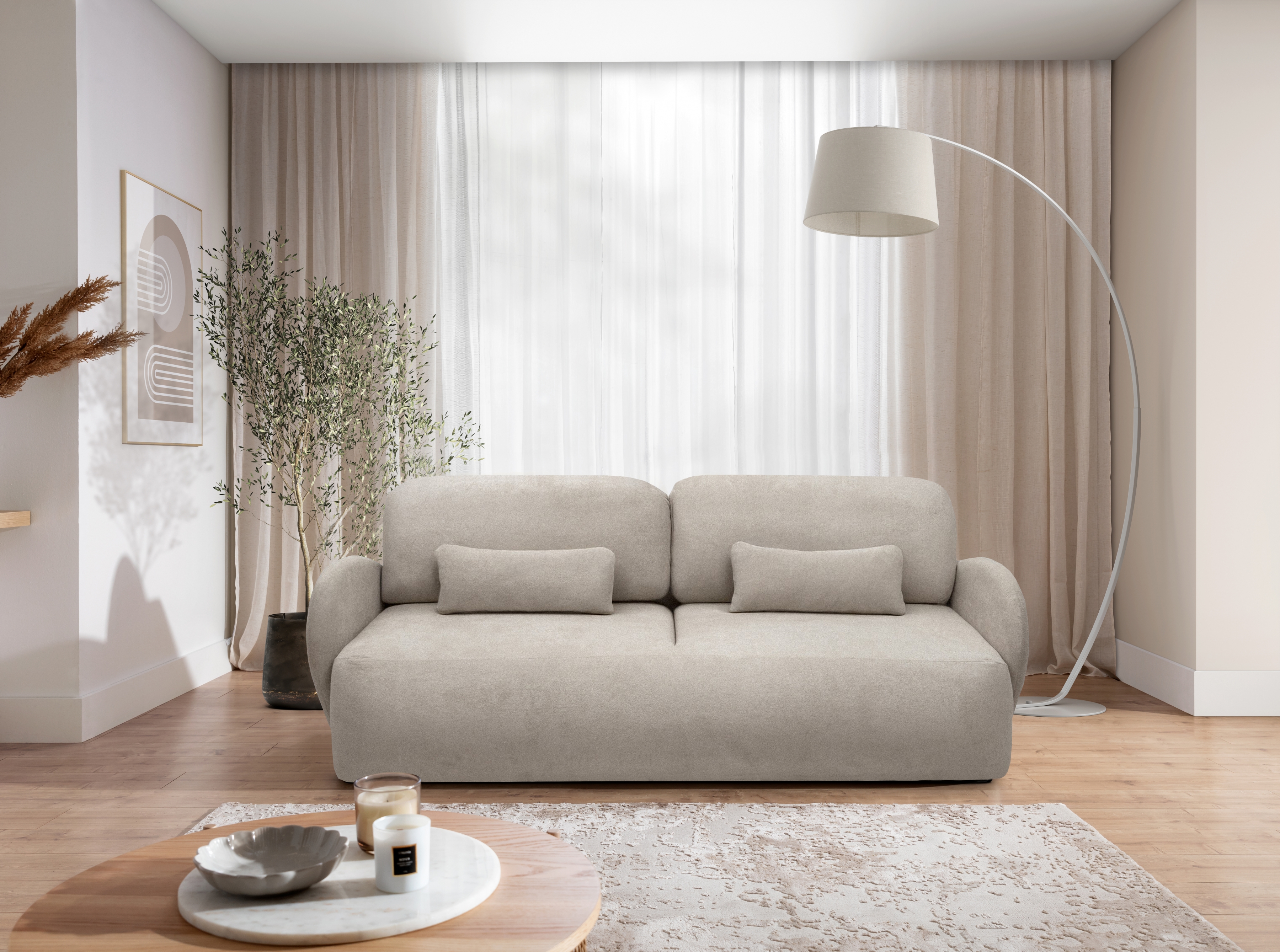 Rozkládací pohovka Dinel - béžová pletenina Freya 210.03 Pohovka rozkládací Dinel - béžová Pletenina Freya 210.03 - Limitowana oferta