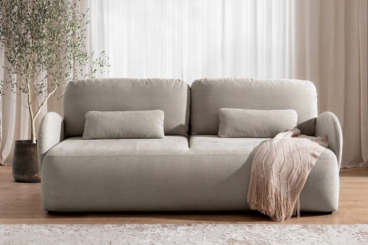 Rozkladacia pohovka Dinel - béžová žinylka Perfect Harmony 07 Pohovka s funkciou spánku Dinel - béžový šenil Perfect Harmony 07