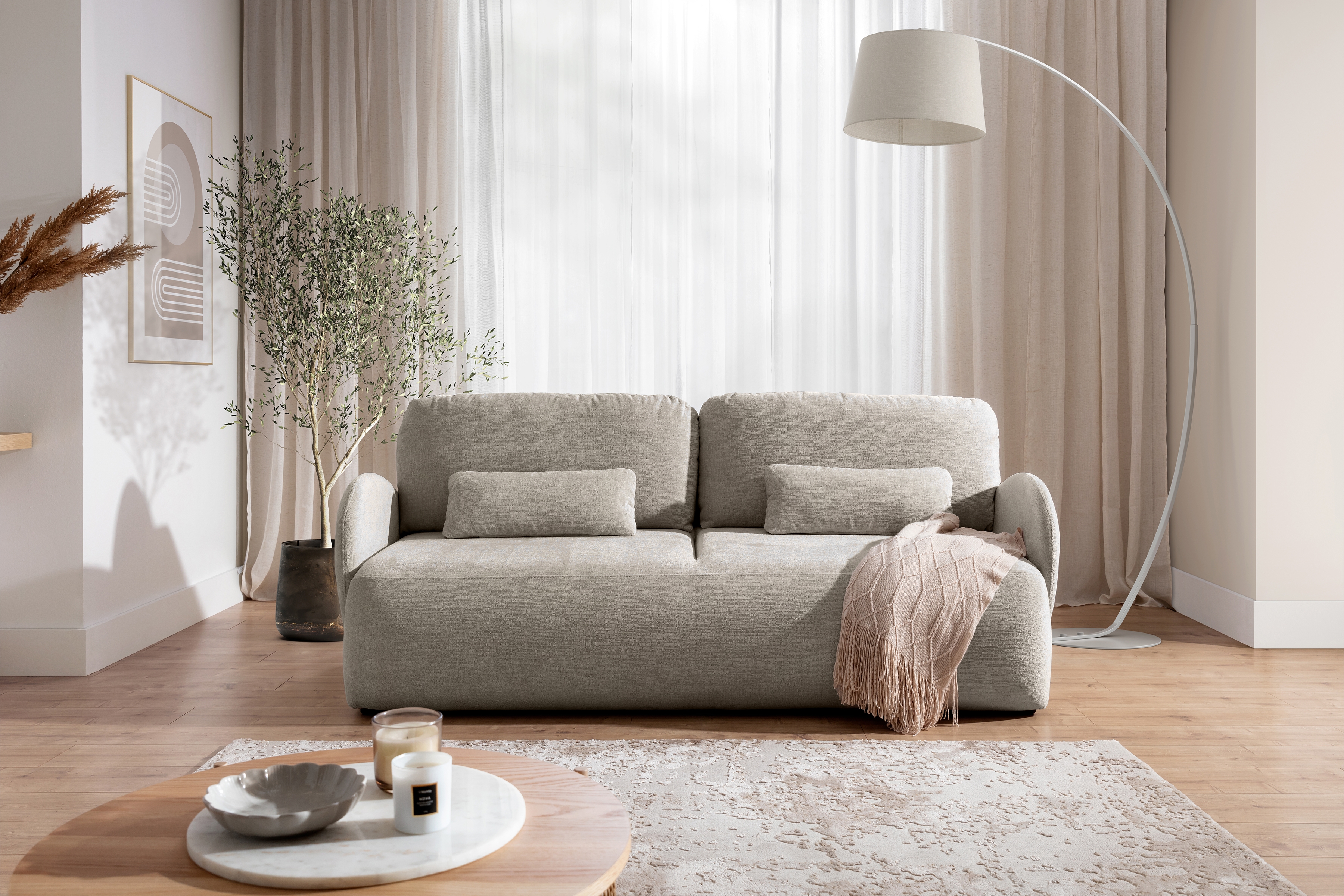 Rozkladacia pohovka Dinel - béžová žinylka Perfect Harmony 07 Pohovka s funkciou spania Dinel - Perfect Harmony 07