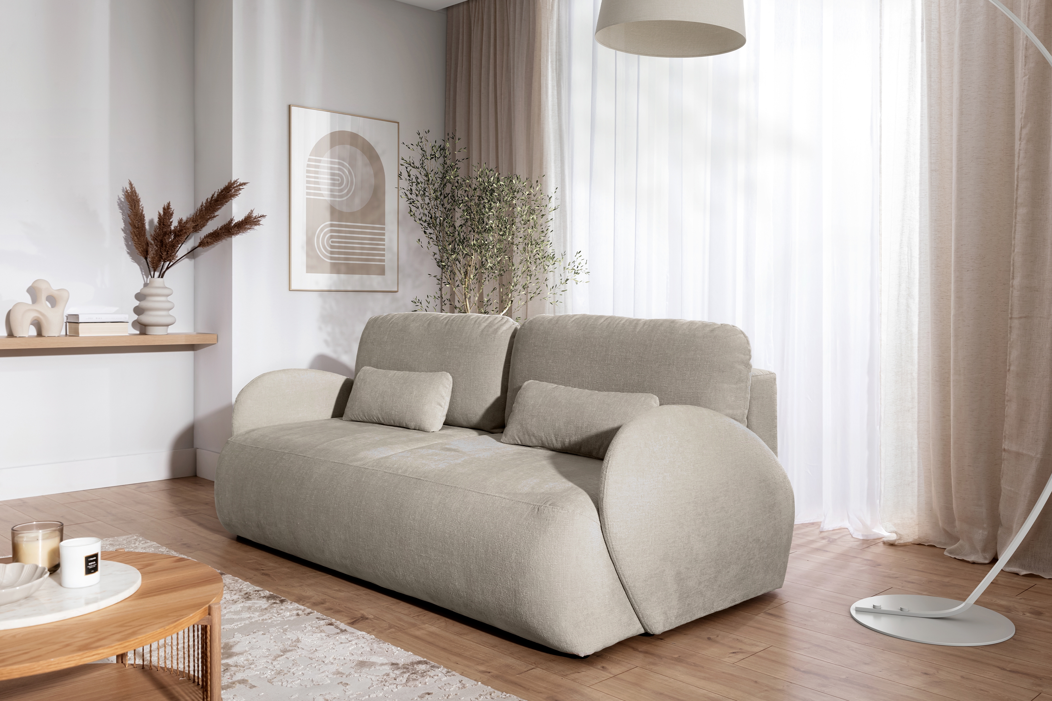 Rozkladacia pohovka Dinel - béžová žinylka Perfect Harmony 07 Pohovka s funkciou spania Dinel - Perfect Harmony 07