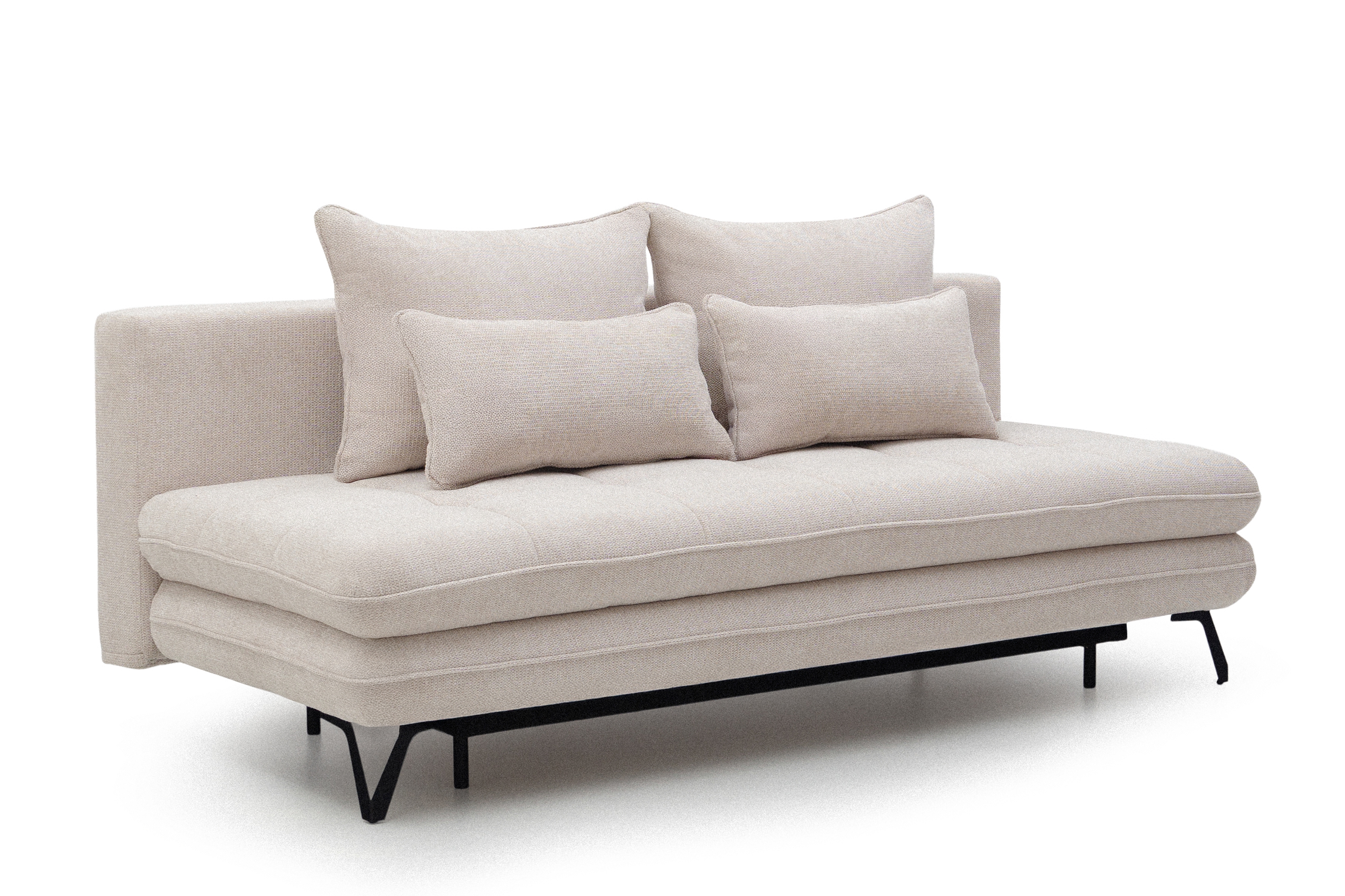 Rozkládací pohovka s úložným prostorem Dori s funkcí spaní - béžová tkanina Aragon 03 Pohovka rozkládací Dori rozkladana s úložným prostorem- béžová plecionka Aragon 03