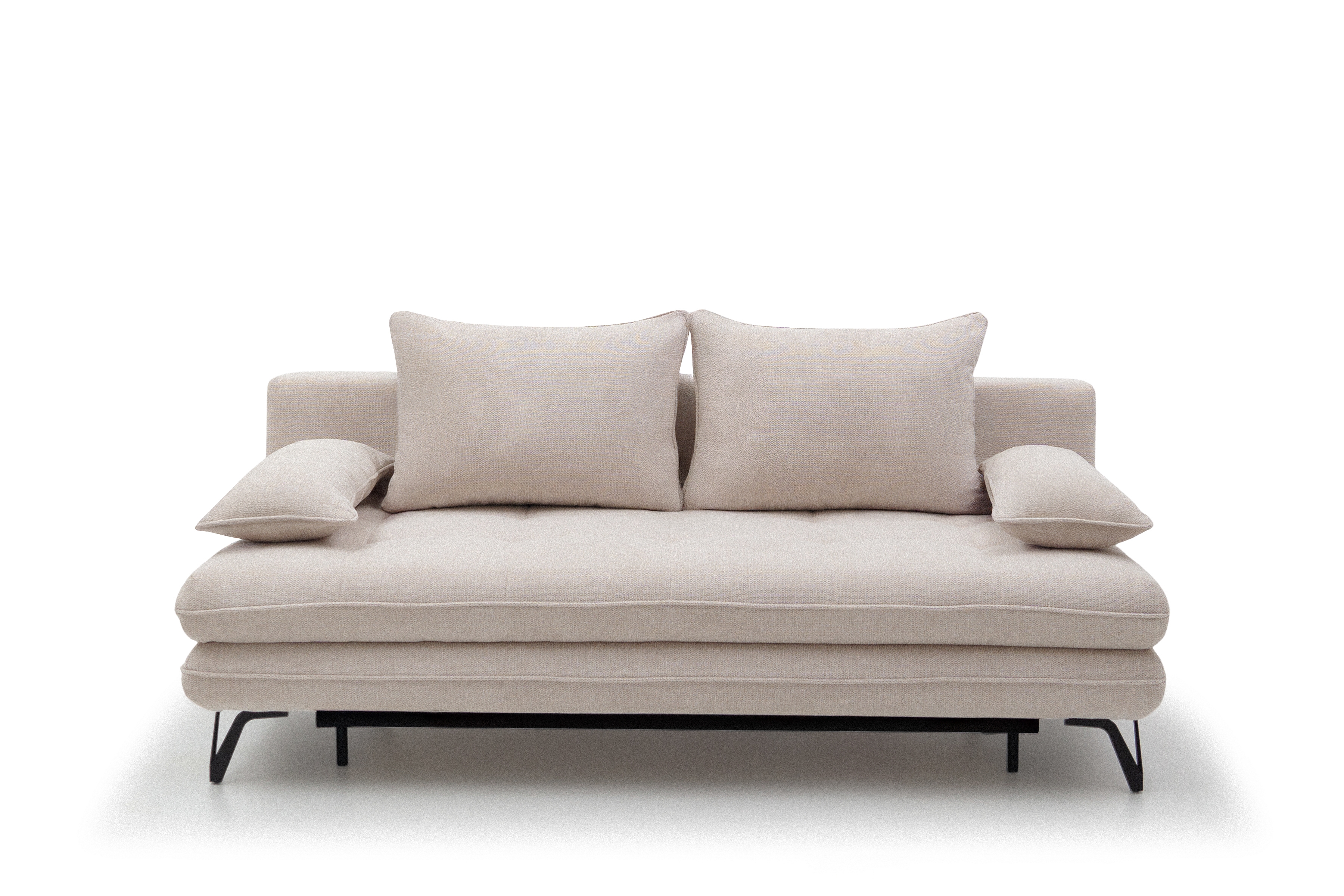 Rozkládací pohovka s úložným prostorem Dori s funkcí spaní - béžová tkanina Aragon 03 Pohovka rozkládací Dori rozkladana s úložným prostorem- béžová plecionka Aragon 03