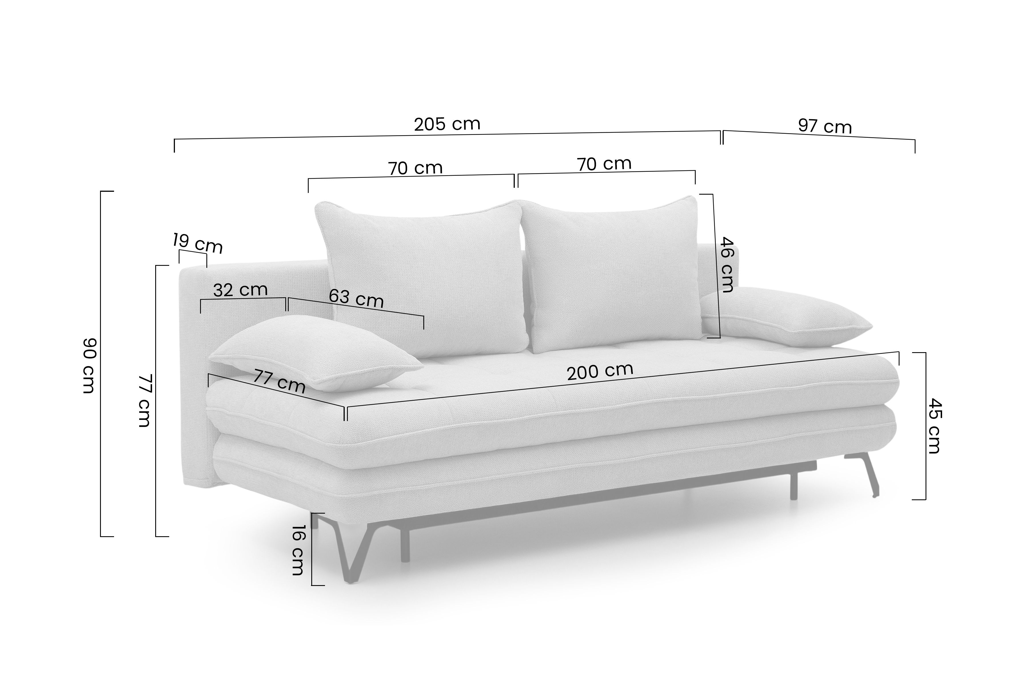 Rozkládací pohovka s úložným prostorem Dori s funkcí spaní - béžová tkanina Aragon 03 Pohovka rozkládací Dori rozkladana s úložným prostorem- béžová plecionka Aragon 03