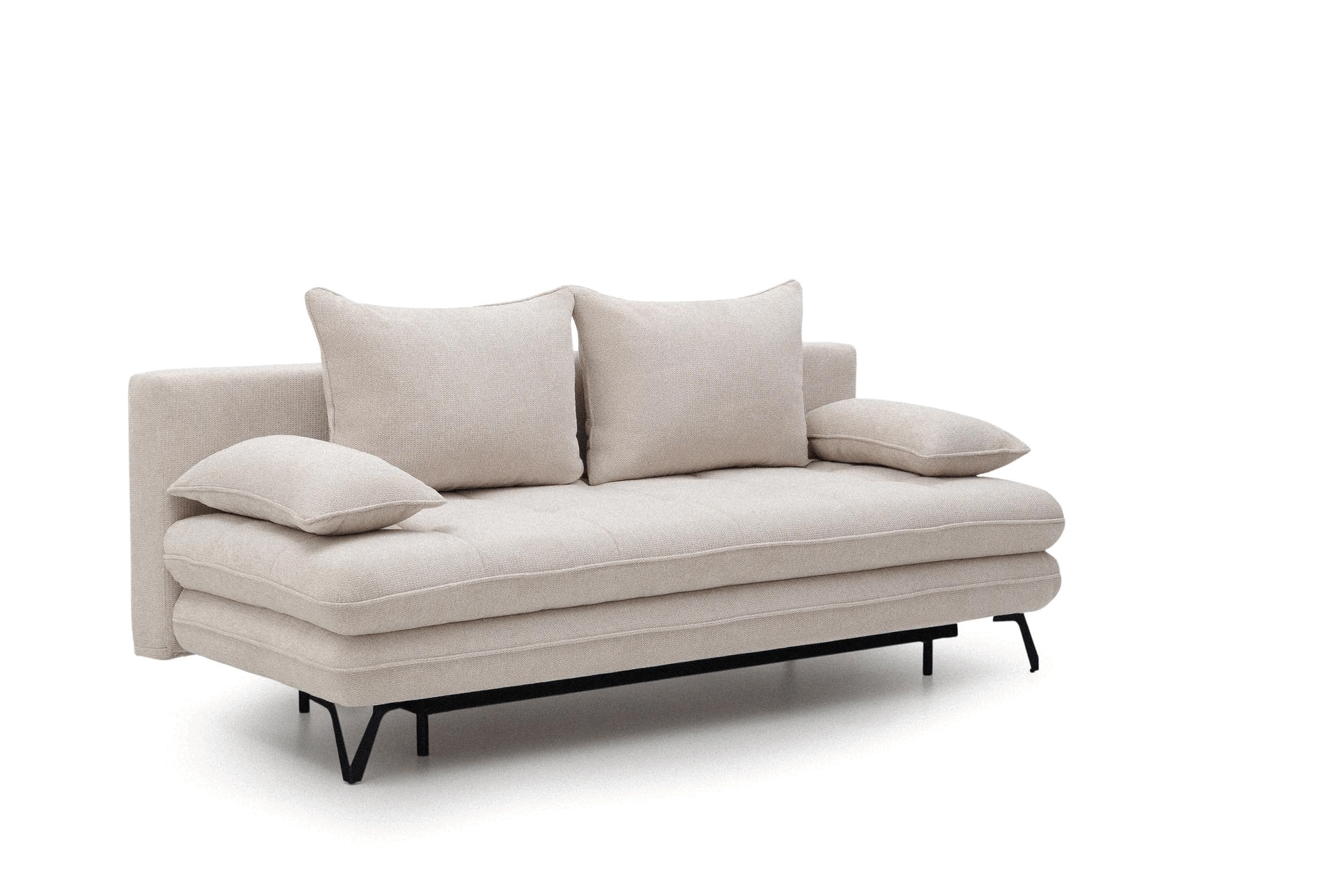 Rozkládací pohovka s úložným prostorem Dori s funkcí spaní - béžová tkanina Aragon 03 Pohovka rozkládací Dori rozkladana s úložným prostorem- béžová plecionka Aragon 03