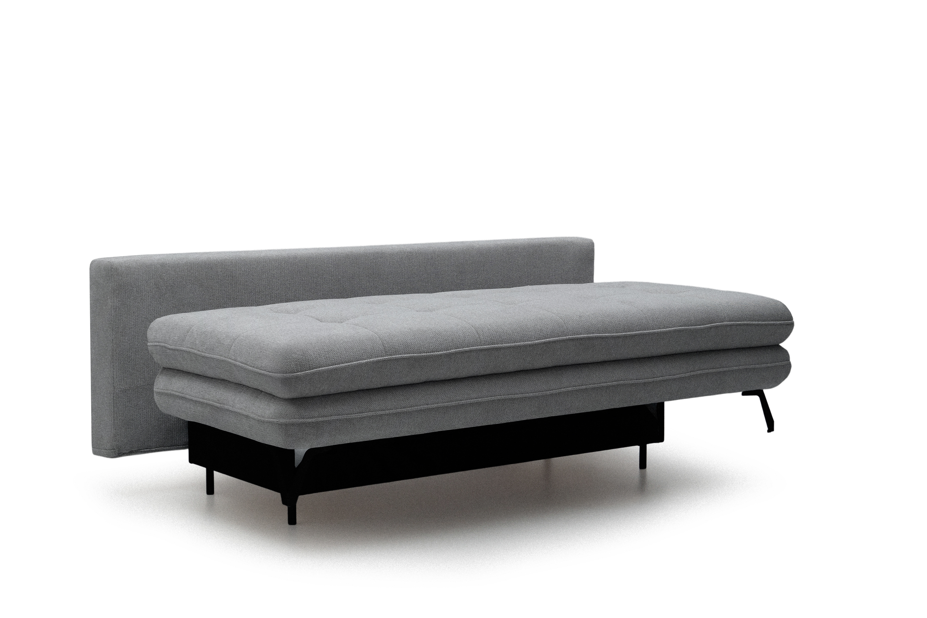 Rozkládací pohovka s úložným prostorem Dori s funkcí spaní - šedá tkanina Aragon 90 Pohovka rozkládací Dori rozkladana s úložným prostorem- šedá plecionka Aragon 90