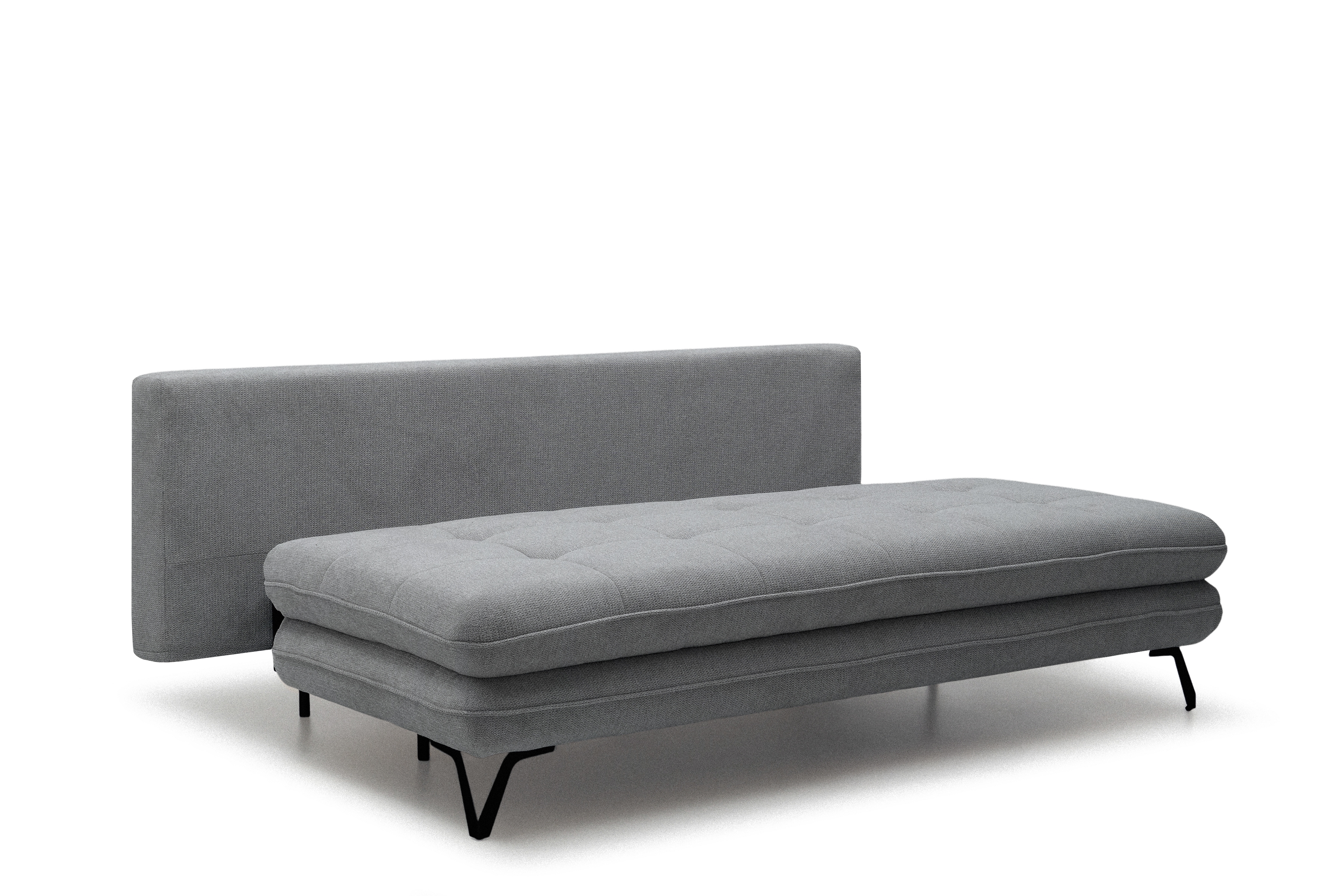 Rozkládací pohovka s úložným prostorem Dori s funkcí spaní - šedá tkanina Aragon 90 Pohovka rozkládací Dori rozkladana s úložným prostorem- šedá plecionka Aragon 90