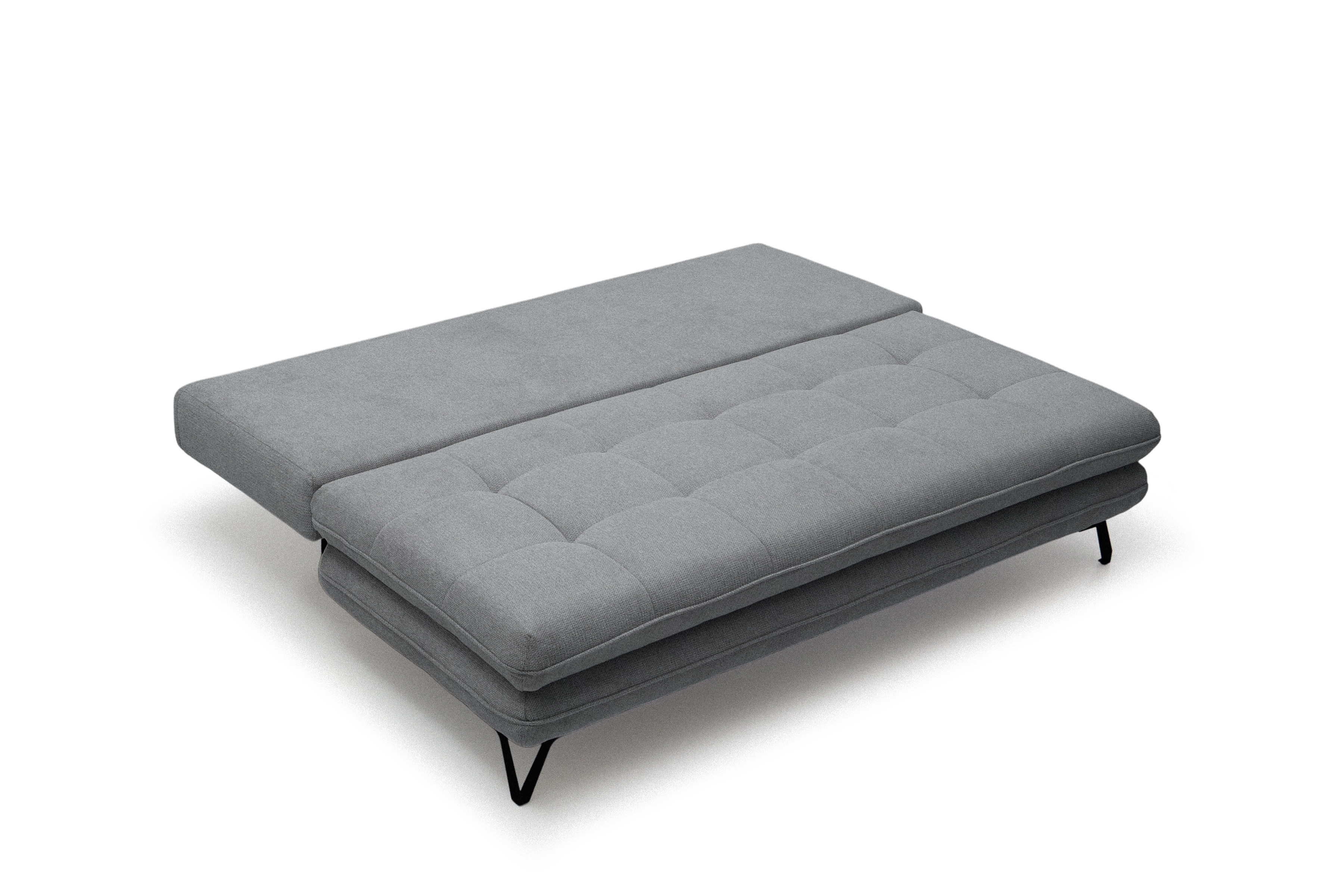 Rozkládací pohovka s úložným prostorem Dori s funkcí spaní - šedá tkanina Aragon 90 Pohovka rozkládací Dori rozkladana s úložným prostorem- šedá plecionka Aragon 90