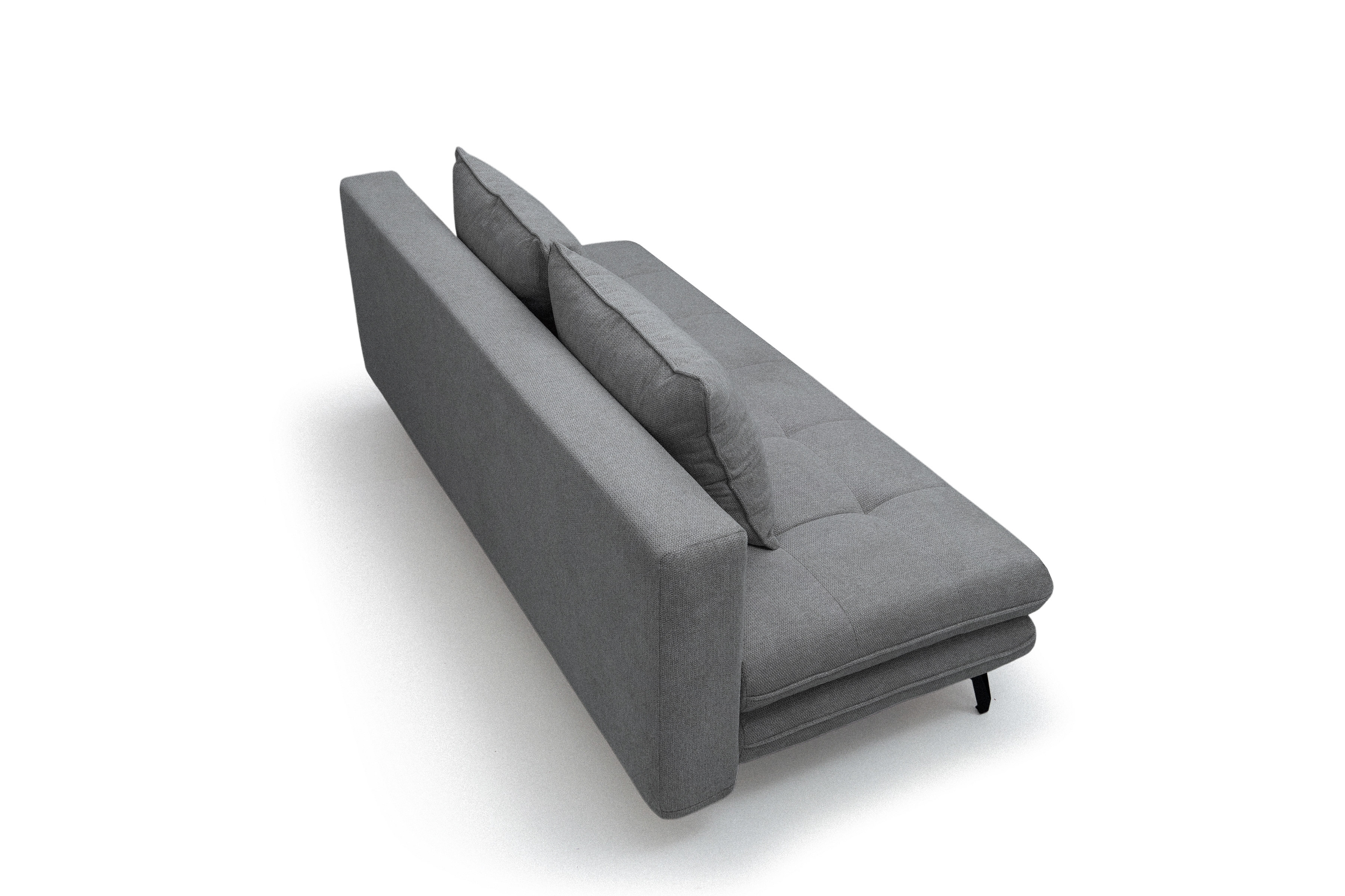 Rozkládací pohovka s úložným prostorem Dori s funkcí spaní - šedá tkanina Aragon 90 Pohovka rozkládací Dori rozkladana s úložným prostorem- šedá plecionka Aragon 90