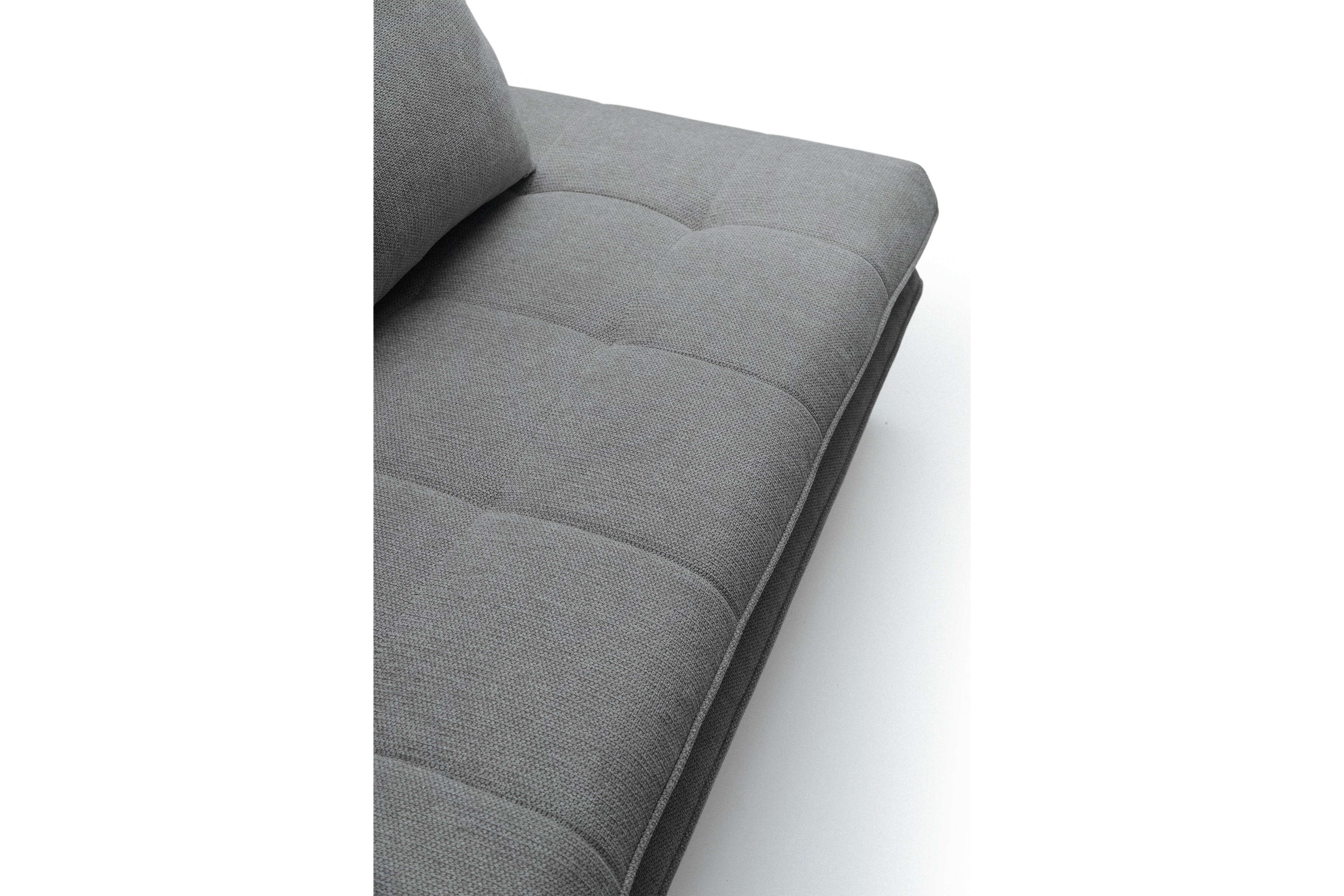 Rozkládací pohovka s úložným prostorem Dori s funkcí spaní - šedá tkanina Aragon 90 Pohovka rozkládací Dori rozkladana s úložným prostorem- šedá plecionka Aragon 90