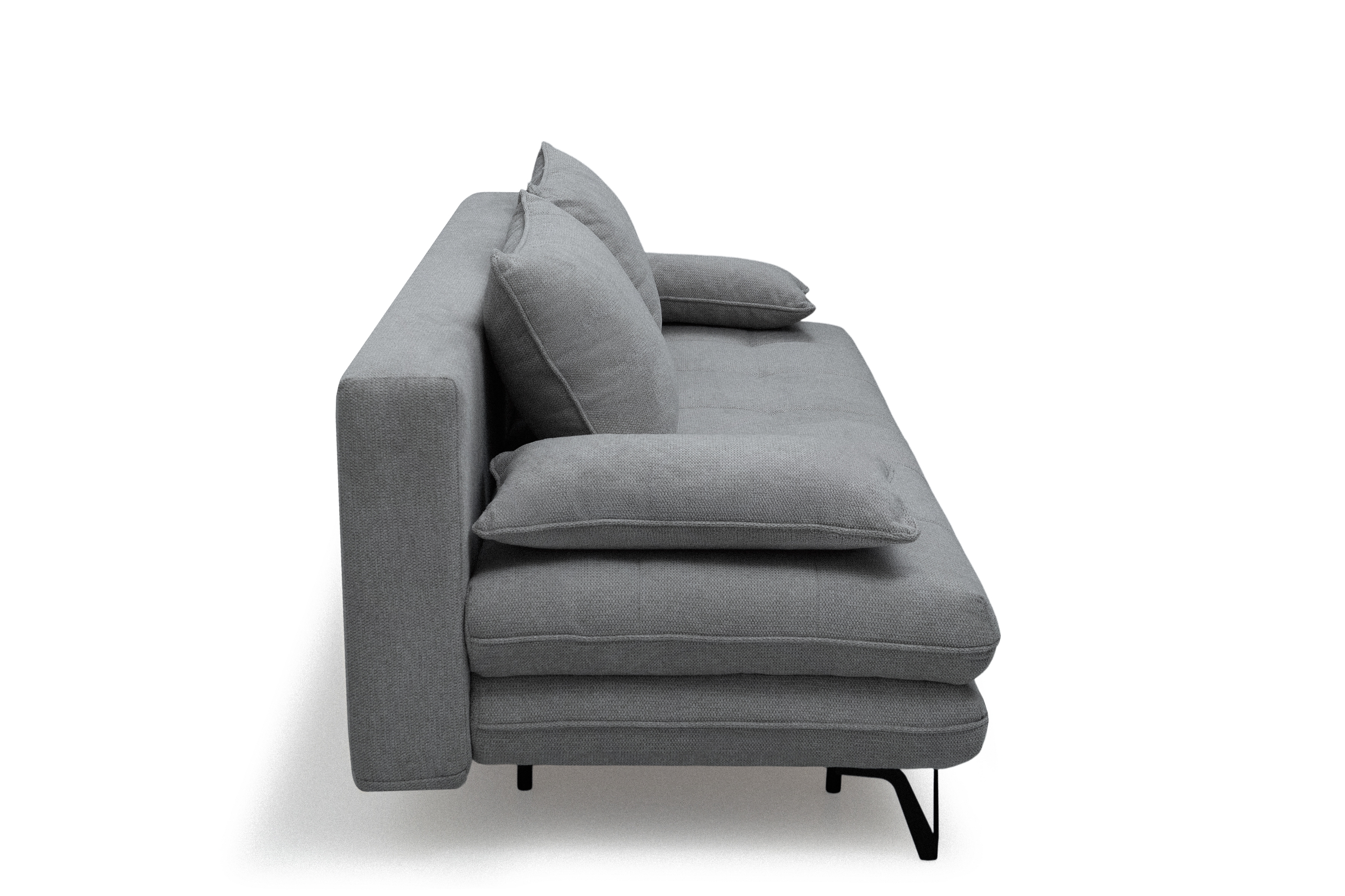 Rozkládací pohovka s úložným prostorem Dori s funkcí spaní - šedá tkanina Aragon 90 Pohovka rozkládací Dori rozkladana s úložným prostorem- šedá plecionka Aragon 90