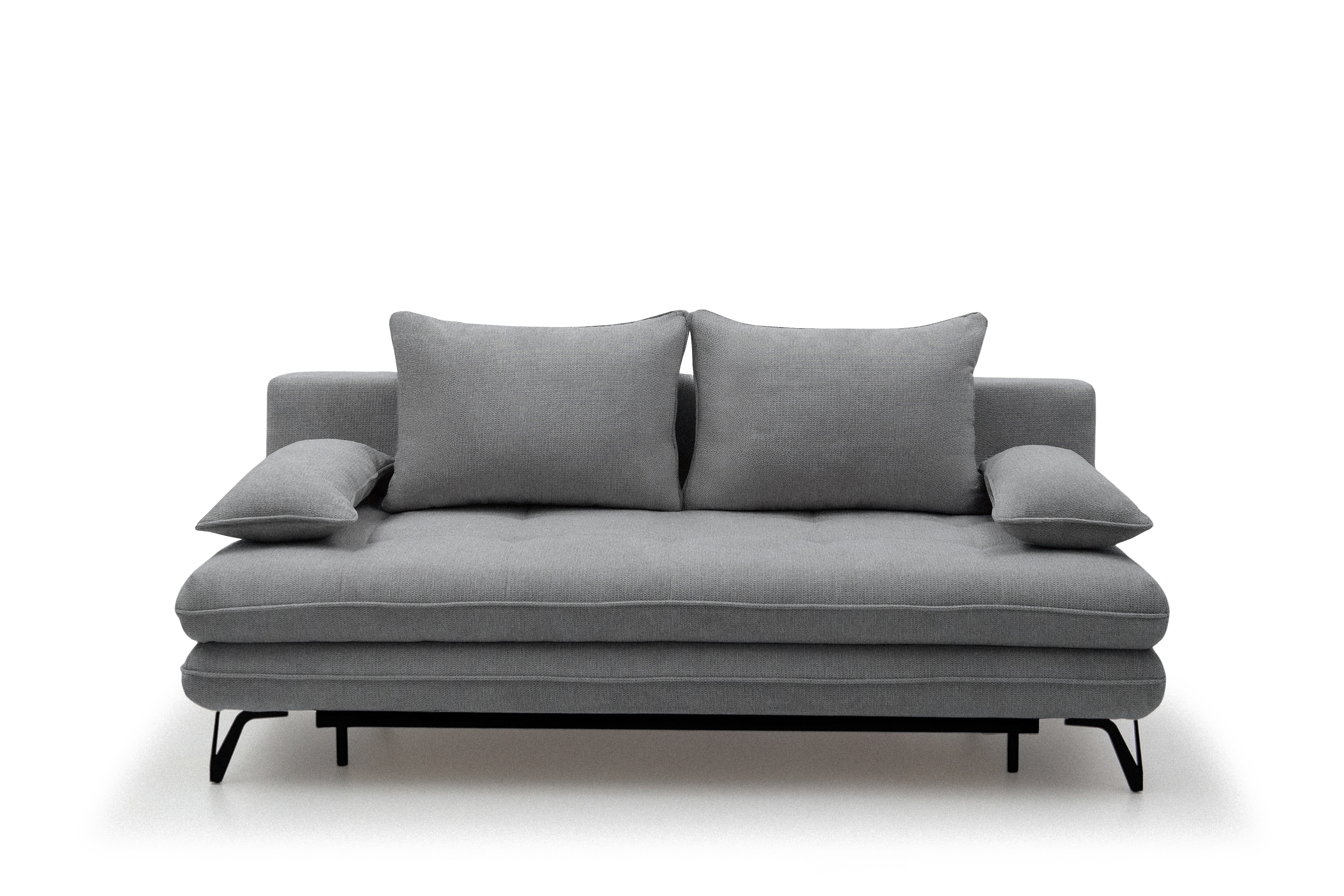 Rozkládací pohovka s úložným prostorem Dori s funkcí spaní - šedá tkanina Aragon 90 Pohovka rozkládací Dori rozkladana s úložným prostorem- šedá plecionka Aragon 90