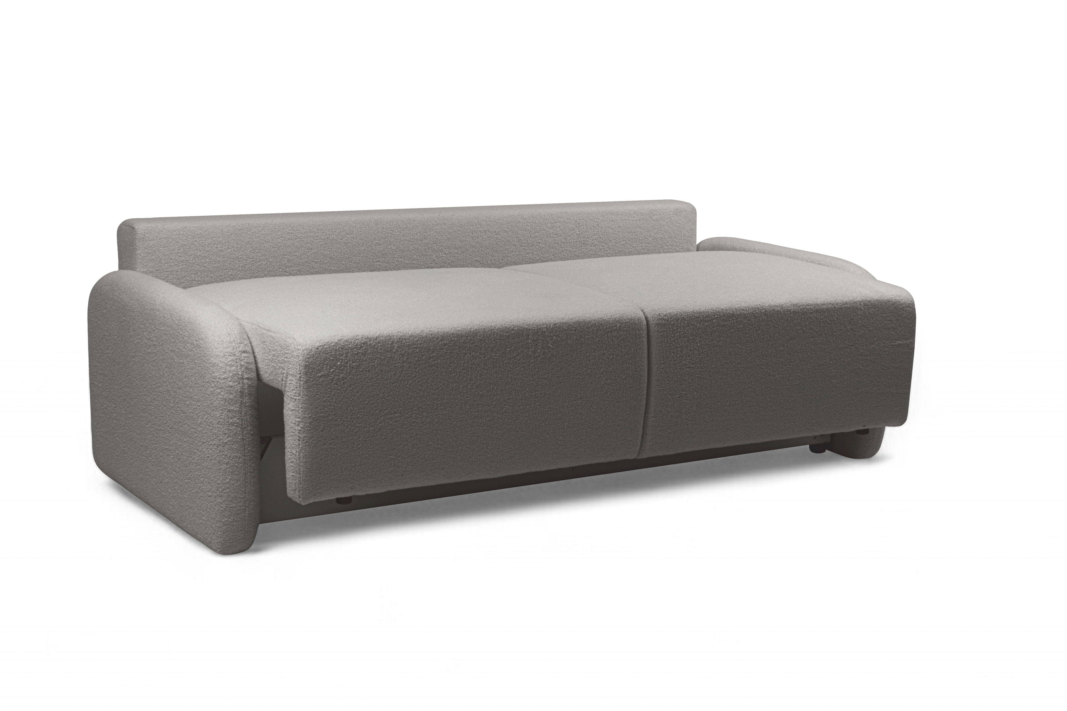 Rozkladacia pohovka Limpik - sivá bouclé Lambi 11 Pohovka s funkciou spania Limpik - Skriňa boucle Lambi 11