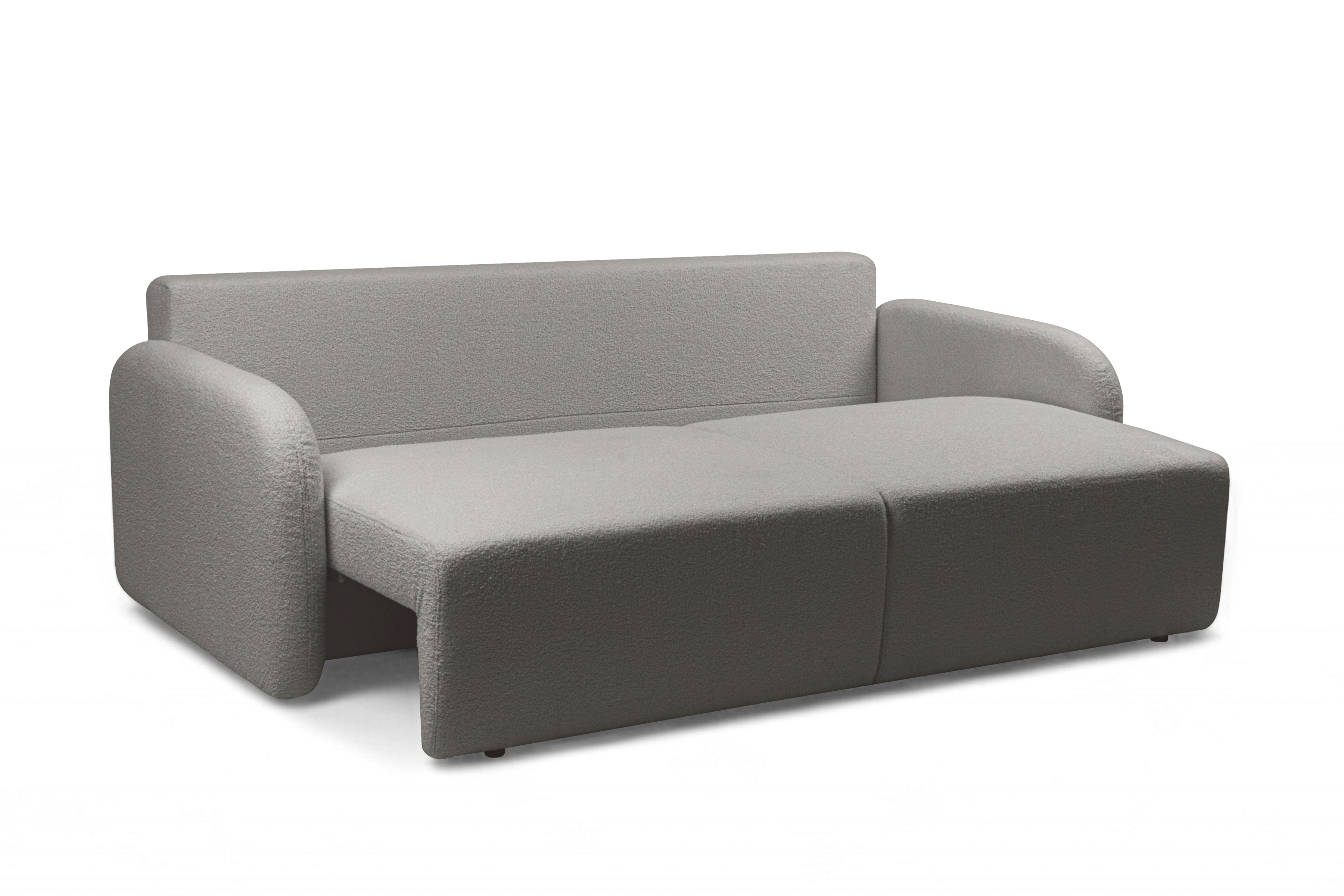 Rozkladacia pohovka Limpik - sivá bouclé Lambi 11 Pohovka s funkciou spania Limpik - Skriňa boucle Lambi 11