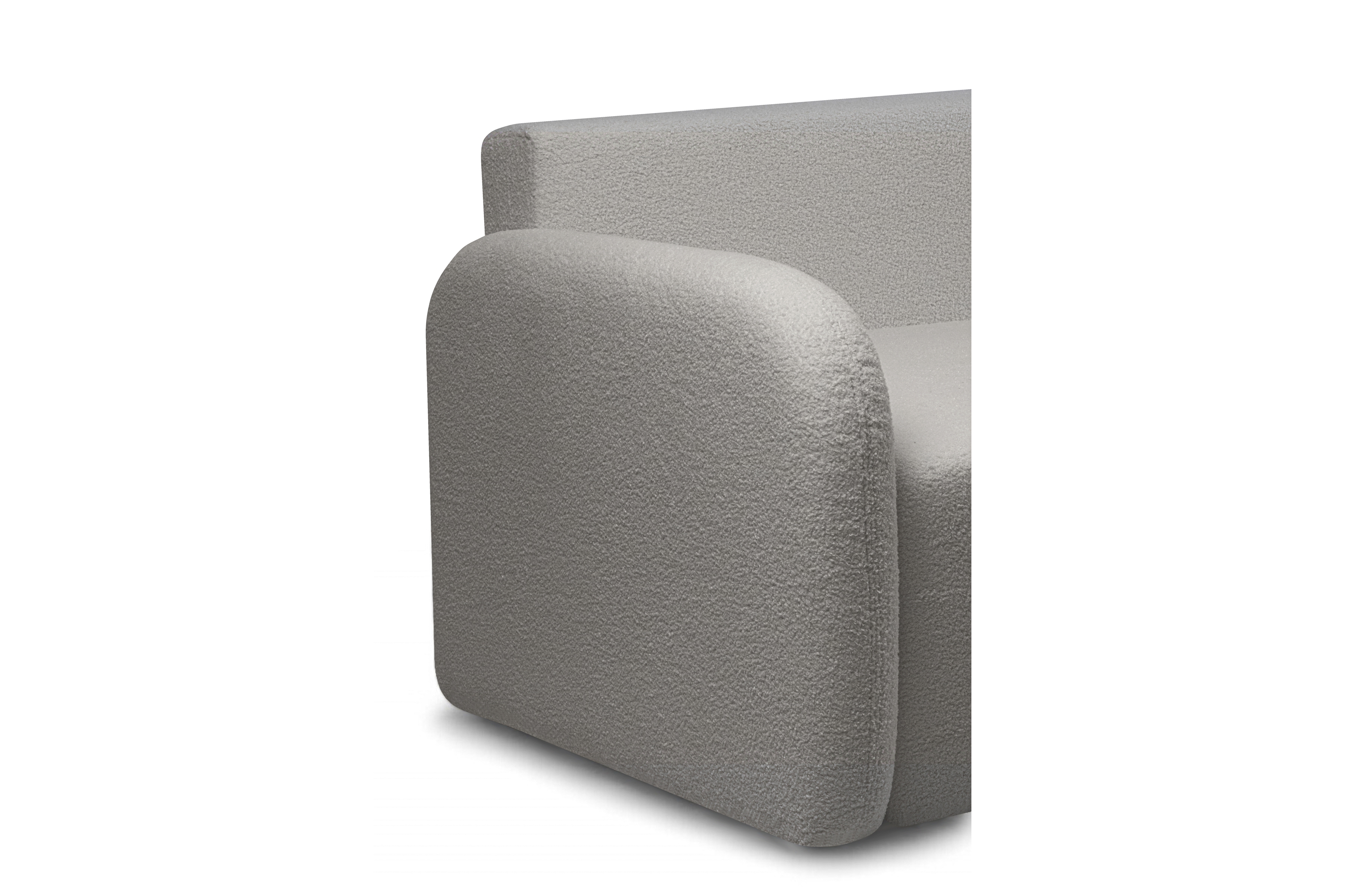 Rozkladacia pohovka Limpik - sivá bouclé Lambi 11 Pohovka s funkciou spania Limpik - Skriňa boucle Lambi 11