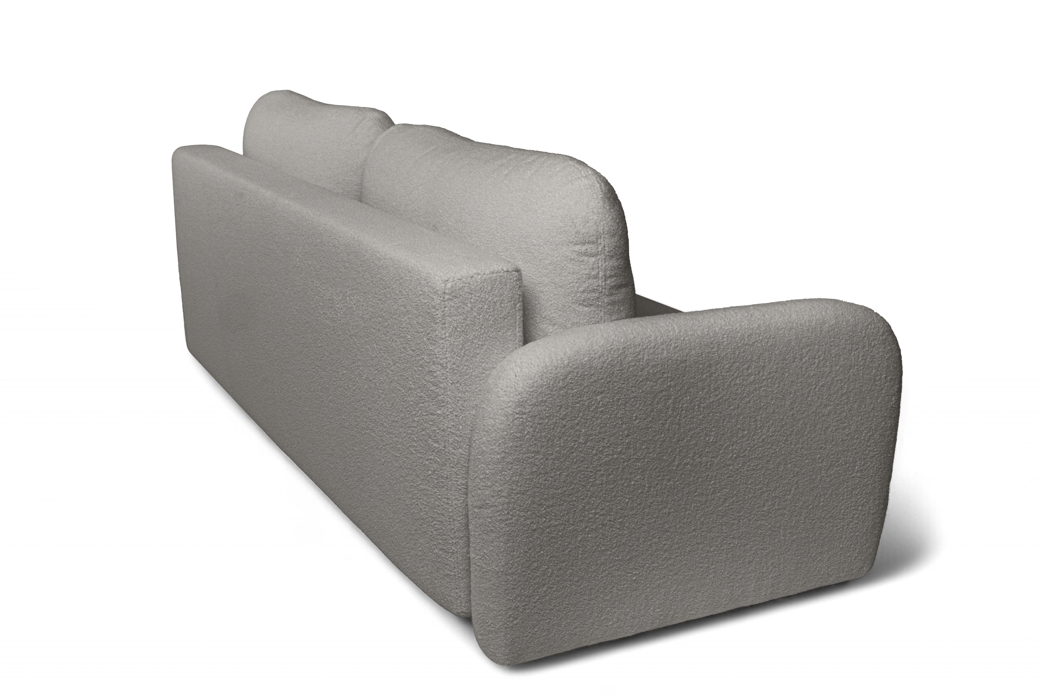 Rozkladacia pohovka Limpik - sivá bouclé Lambi 11 Pohovka s funkciou spania Limpik - Skriňa boucle Lambi 11